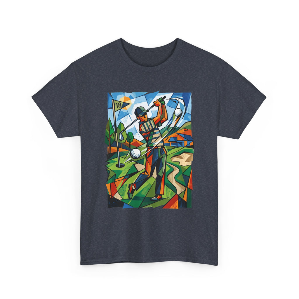Golf Swing Art T-Shirt — Colorful Cubist Golfer Graphic Tee