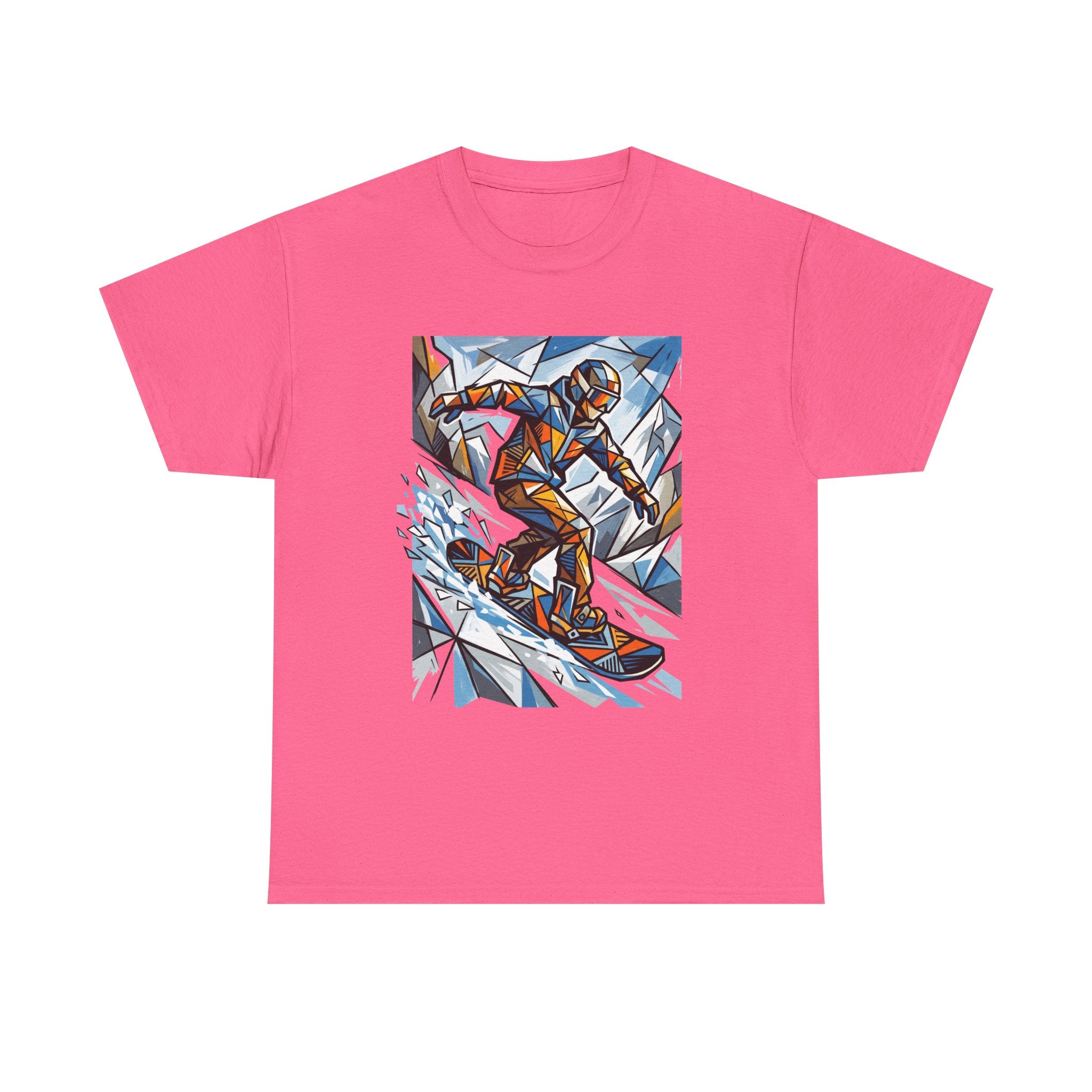 Snowboarder Geometric Art T-Shirt — Abstract Winter Sports Graphic Tee