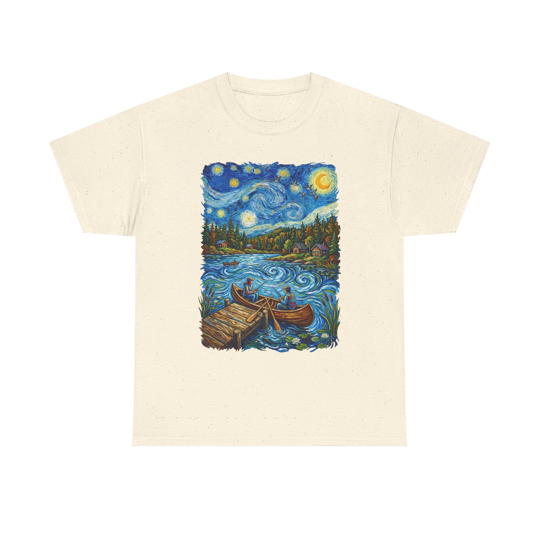 Starry Night Lake T-Shirt — Canoe Dock Scenic Tee