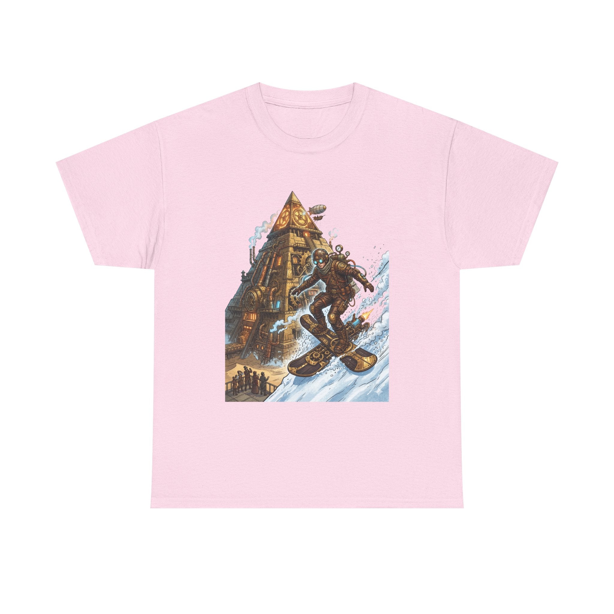 Steampunk Snowboard T‑Shirt — Retro Mountain Adventure Graphic Tee