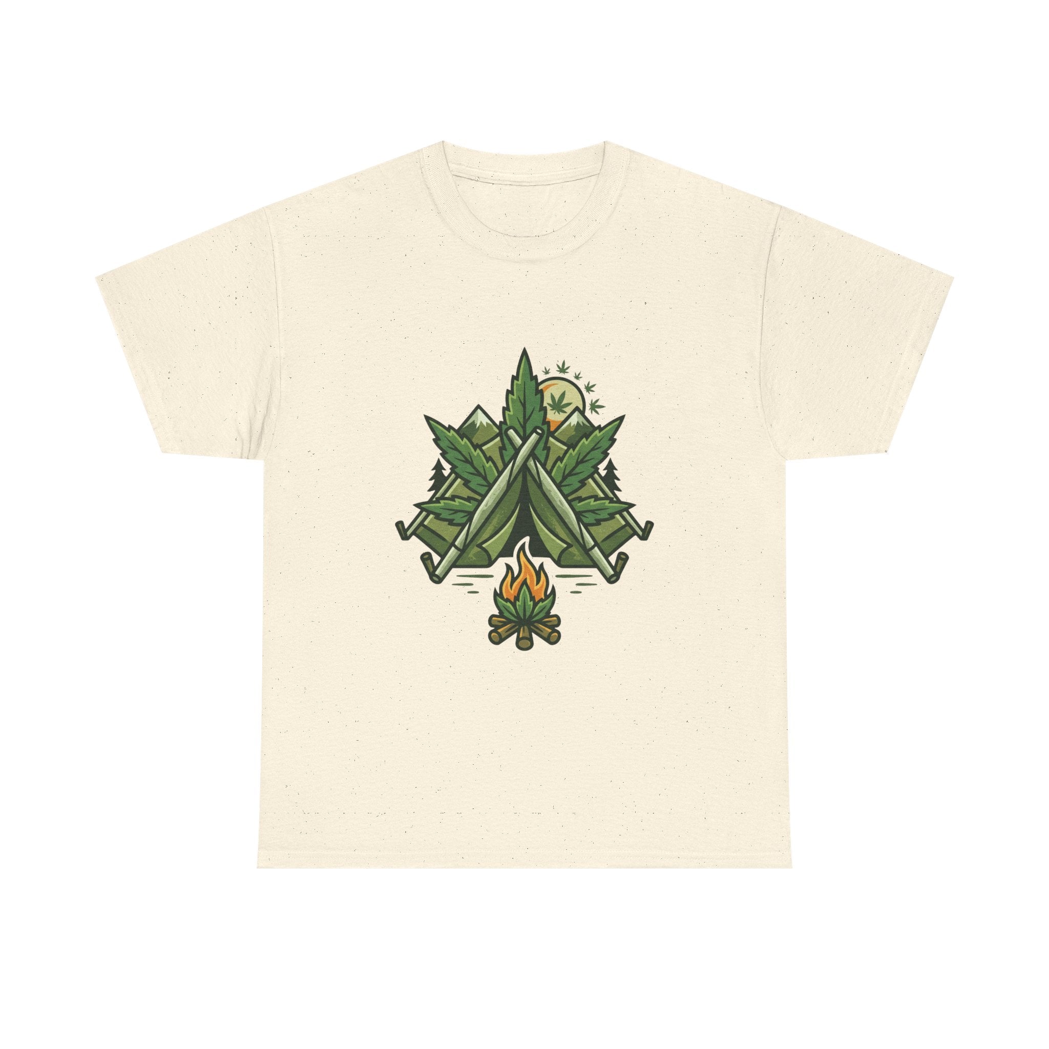 Camping Tent & Campfire T-Shirt — Outdoor Adventure Nature Tee