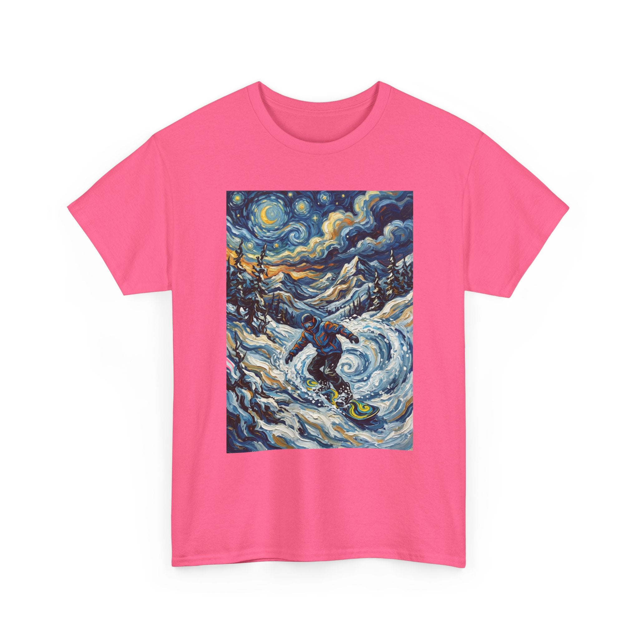 Snowboarder Van Gogh Style Tee — Starry Night Snowboarding Graphic Shirt