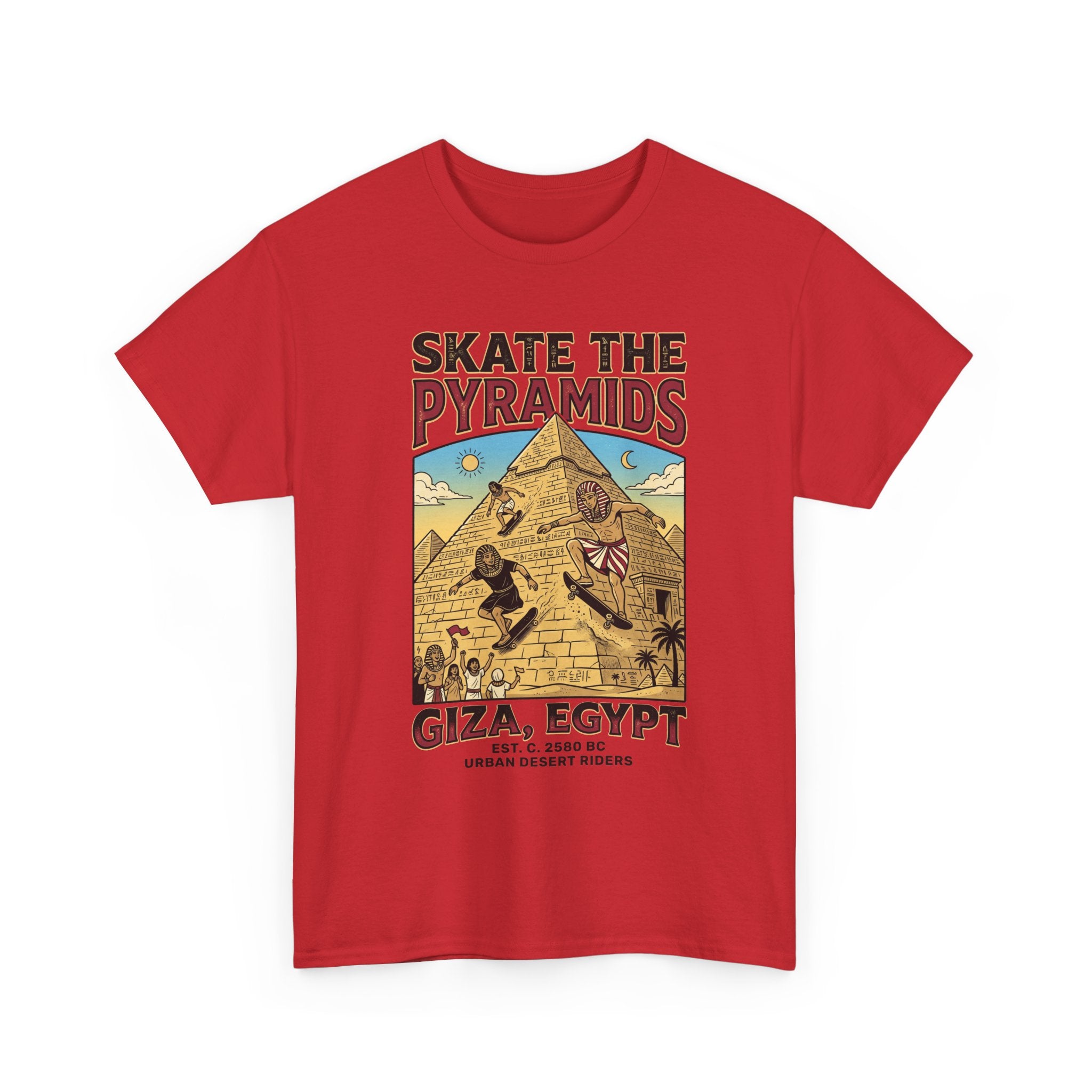 Skate The Pyramids Tee — Giza Egypt Skateboarding Graphic T-Shirt
