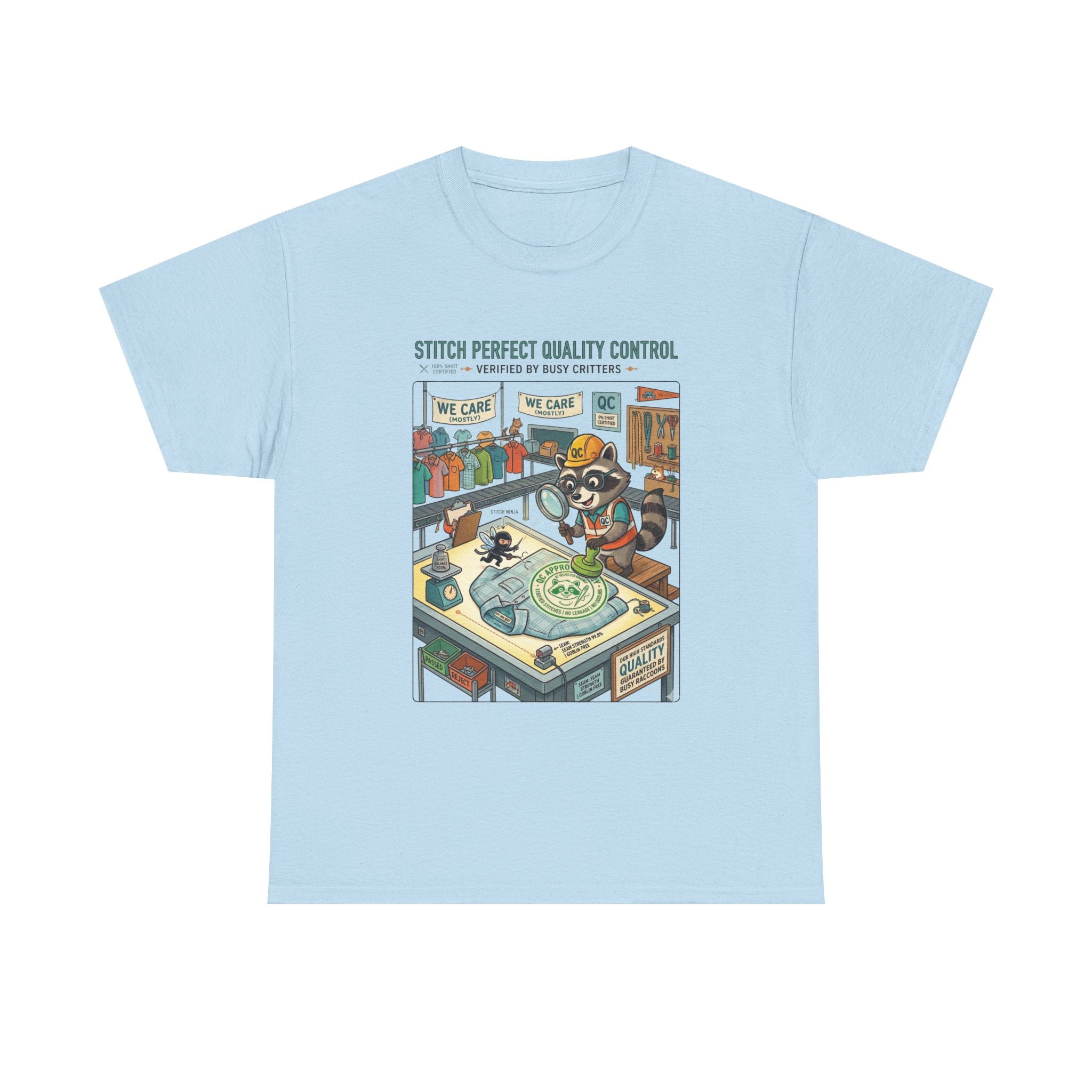 Quality Control Sewing Shirt — "Stitch Perfect" Tailor Cartoon Tee