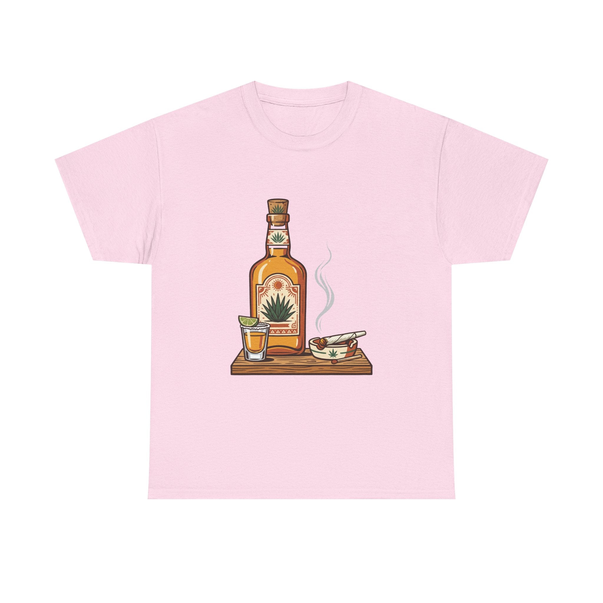 Tequila & A joint Tee — Bottle, Shot Glass & joint Graphic Shirt