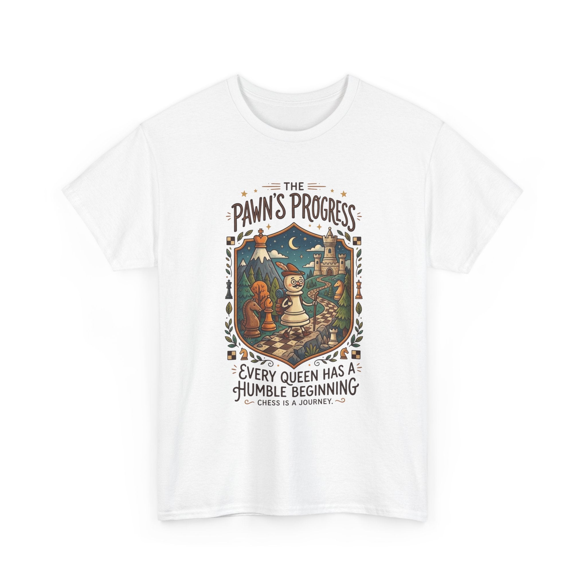 Chess 'The Pawn's Progress' T-Shirt — "Every Queen Has a Humble Beginning" Vintage Style Tee