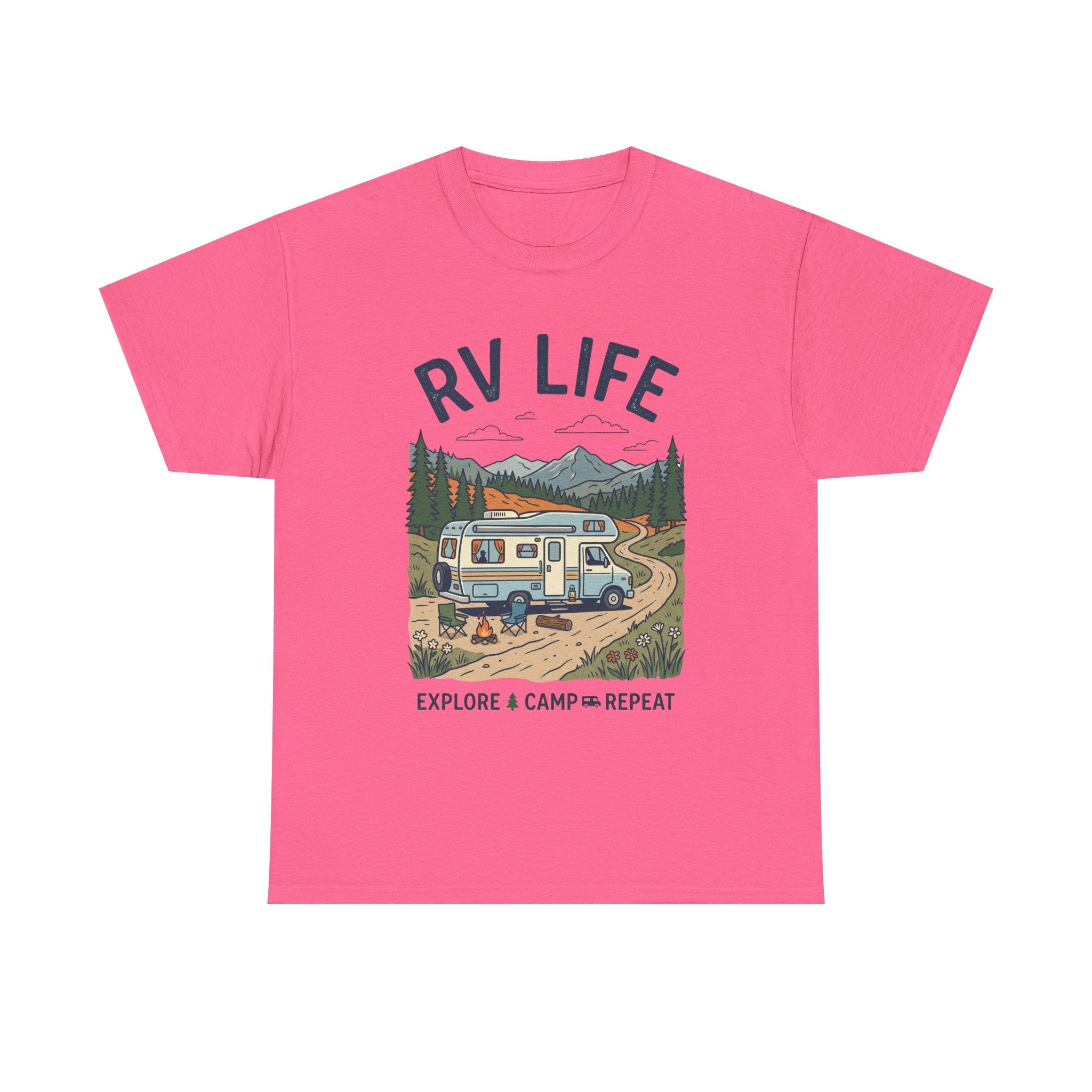 RV Life T-Shirt - Explore & Camp Repeat Vintage Camper Tee