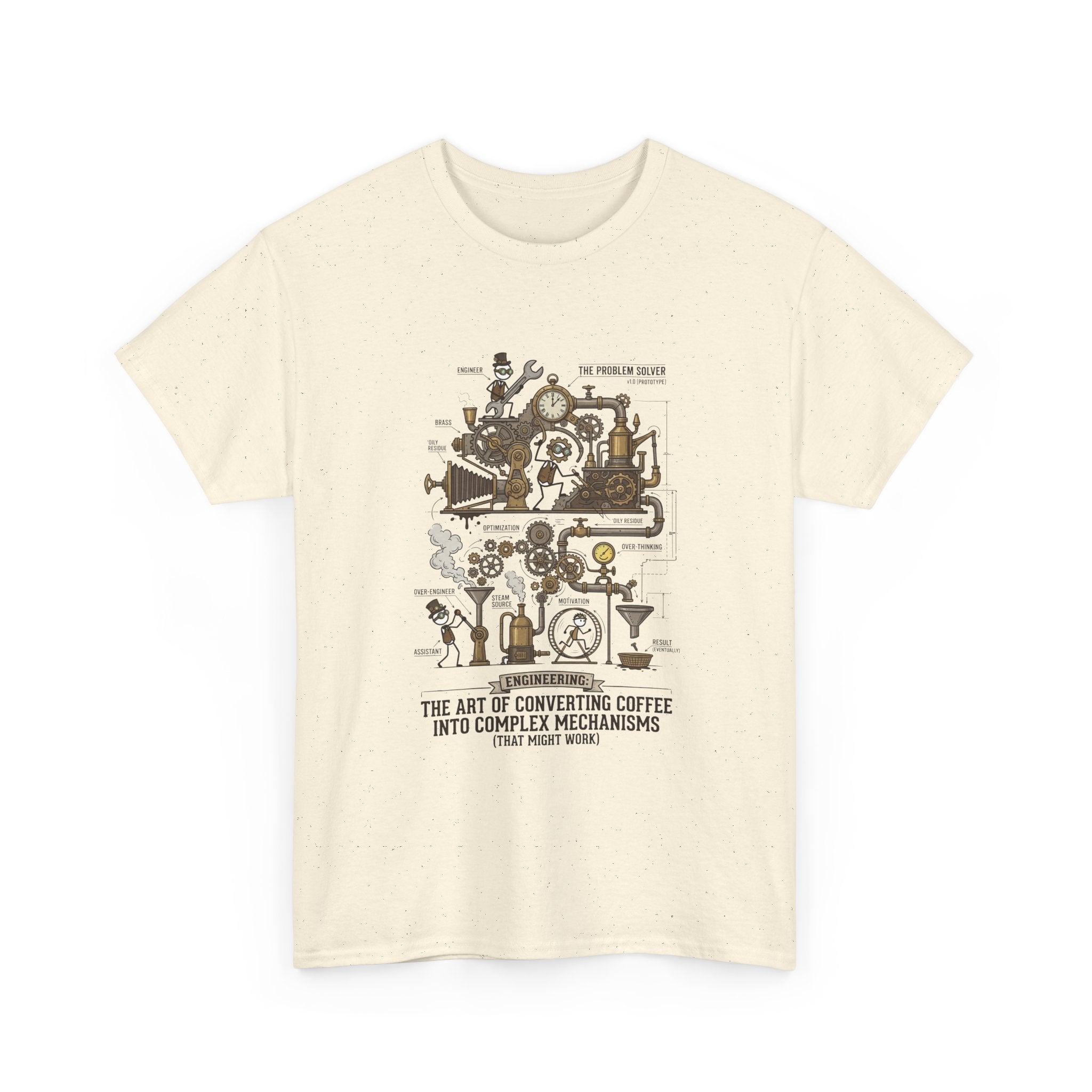 Steampunk Engineering T-Shirt — The Art of Converting Coffee Into Complex Mechanisms Graphic Tee