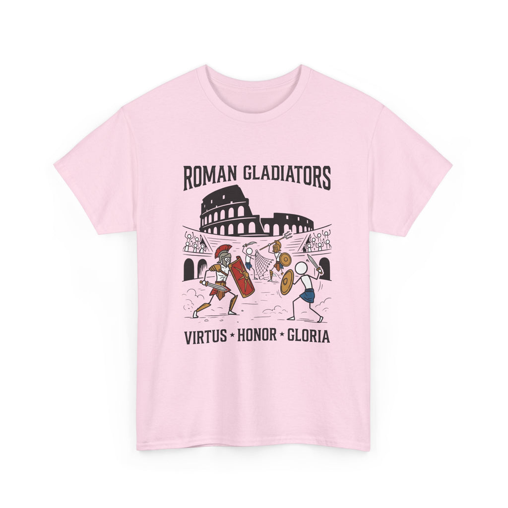 Roman Gladiators T-Shirt — Colosseum Design with "Virtus • Honor • Gloria"