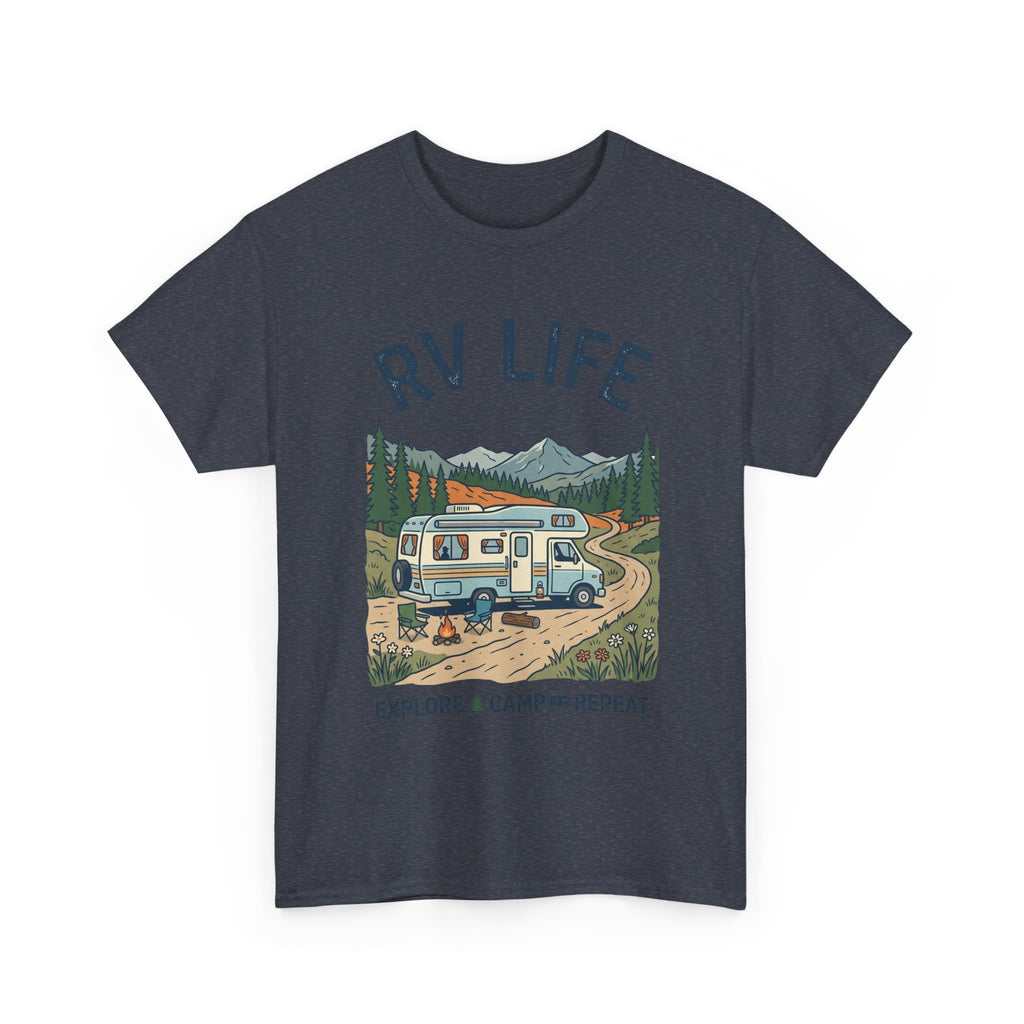RV Life T-Shirt - Explore & Camp Repeat Vintage Camper Tee