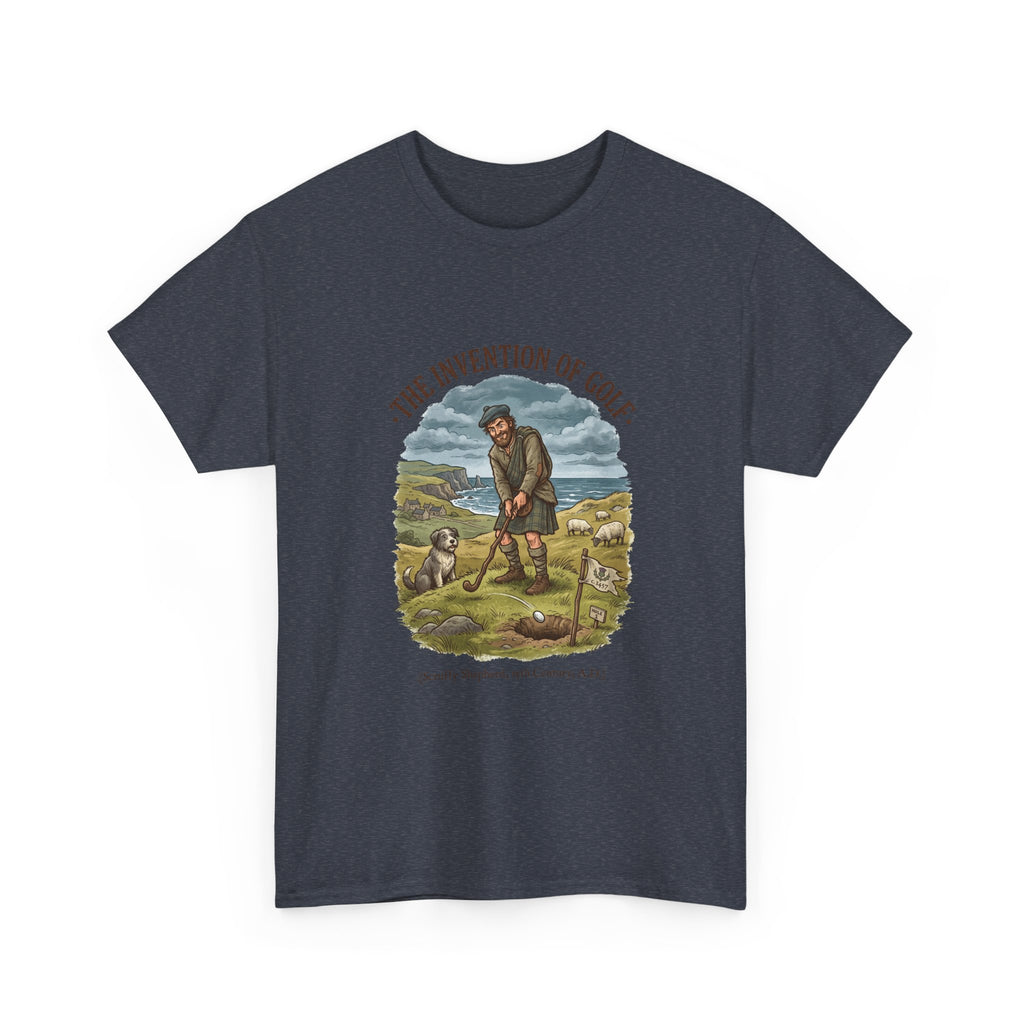 The Invention of Golf T-Shirt — Vintage Golfer Illustration Tee