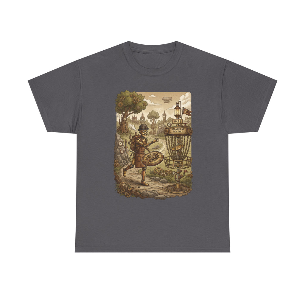 Steampunk Disc Golf Adventure Tee — Vintage Woodland Basket Design