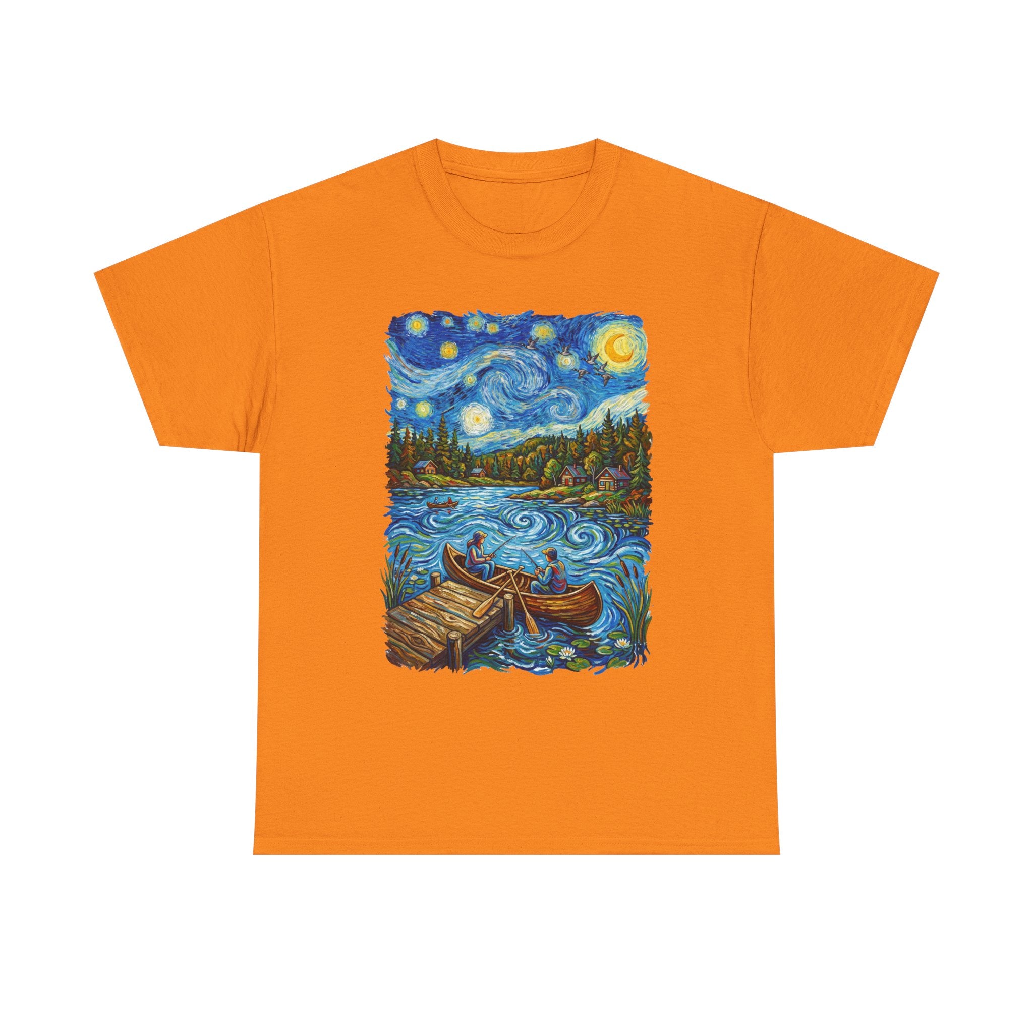 Starry Night Lake T-Shirt — Canoe Dock Scenic Tee