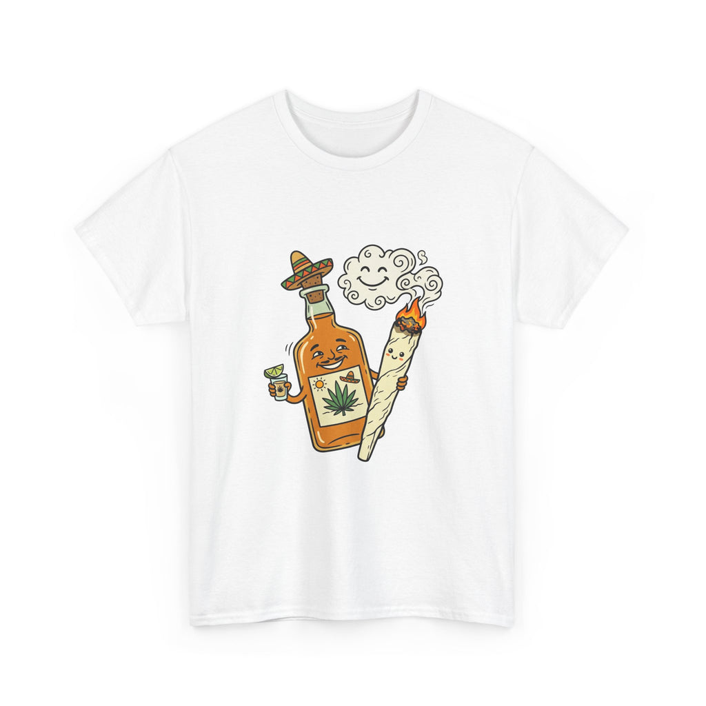 Cannabis & Tequila Tee — Funny Joint and Bottle Graphic T-Shirt