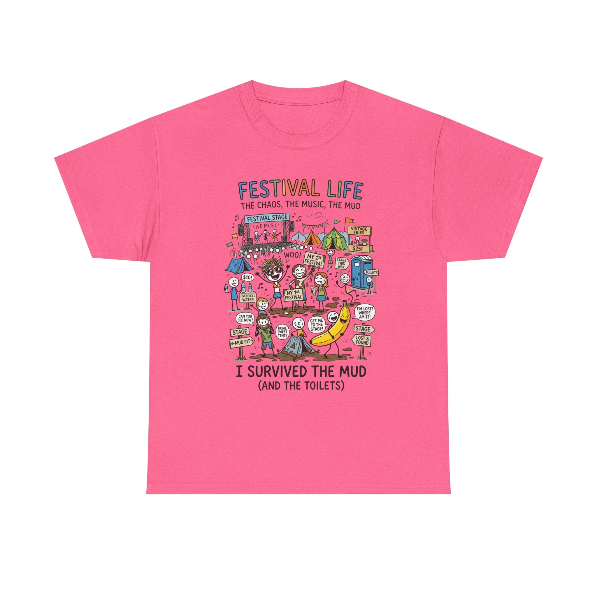 Festival Life T-Shirt — "I Survived the Mud (and the Toilets)" Graphic Tee
