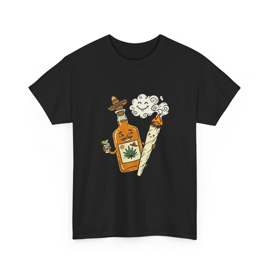 Cannabis & Tequila Tee — Funny Joint and Bottle Graphic T-Shirt