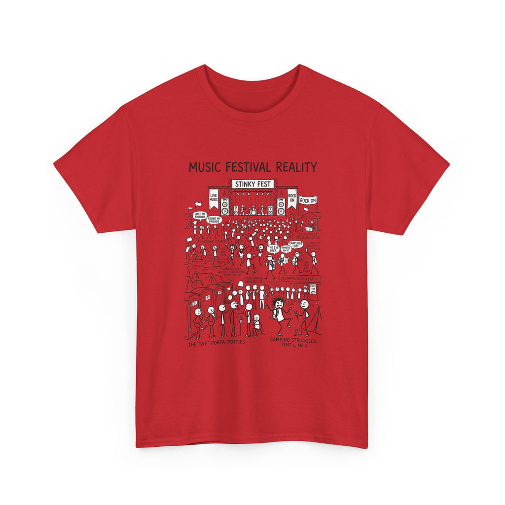 T-Shirt — "Music Festival Reality" Cartoon Illustration Tee