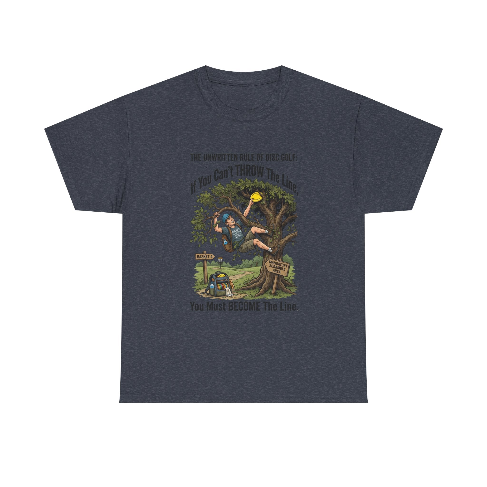 Disc Golf T-Shirt - "If You Can't Throw the Line, You Must Become the Line" Vintage Golf Cartoon Tee