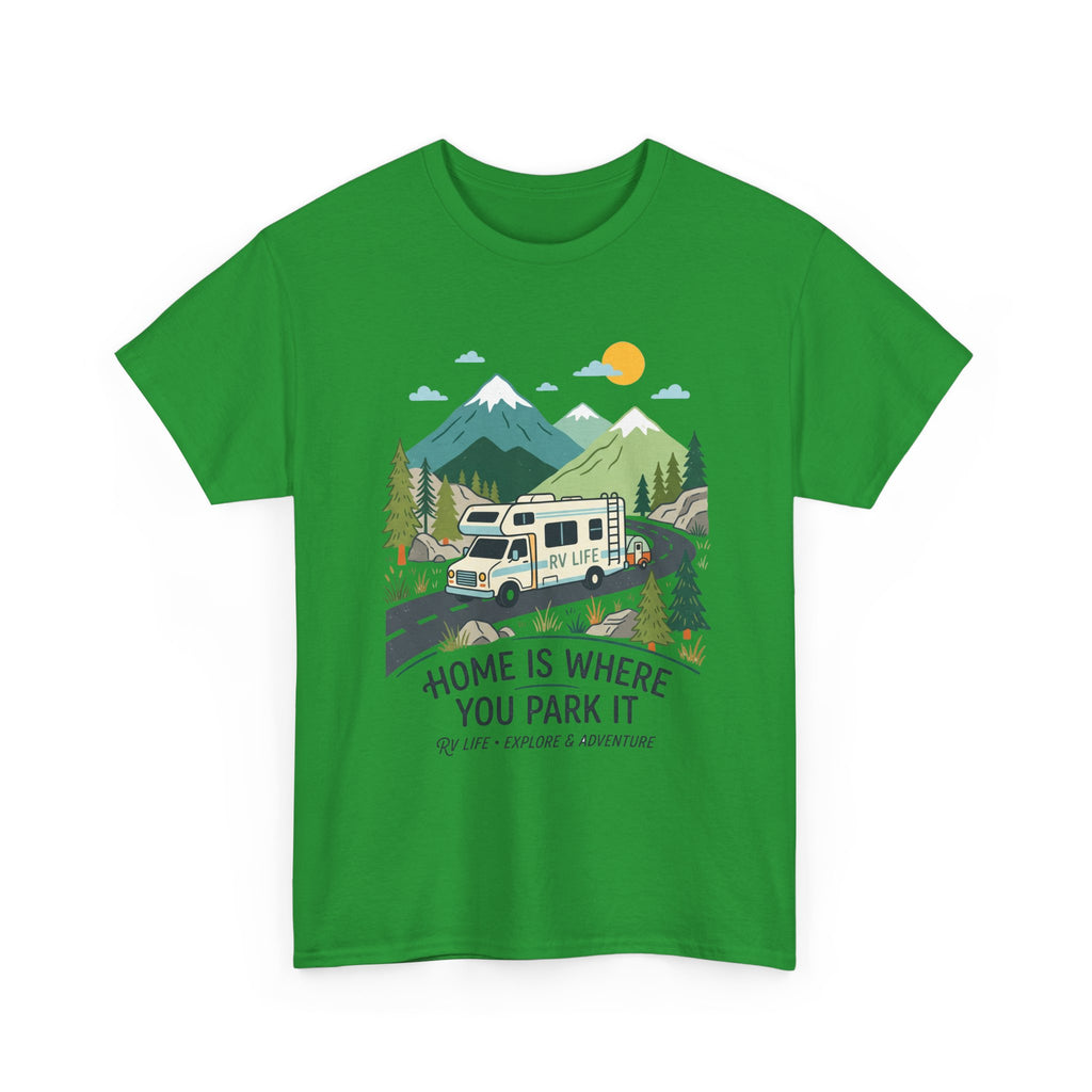 RV Camping T‑Shirt — "Home Is Where You Park It" Mountain Camper Tee