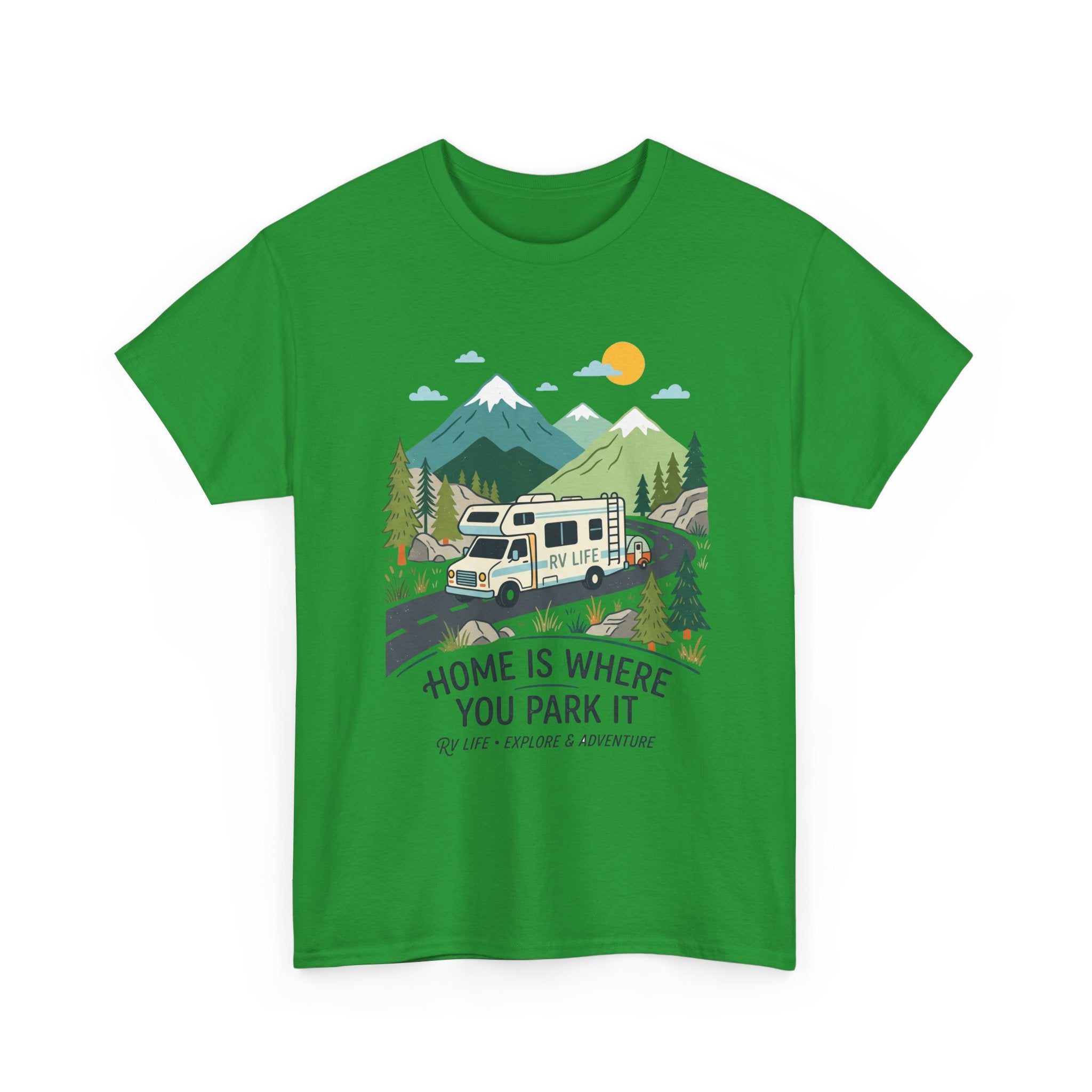 RV Camping T‑Shirt — "Home Is Where You Park It" Mountain Camper Tee