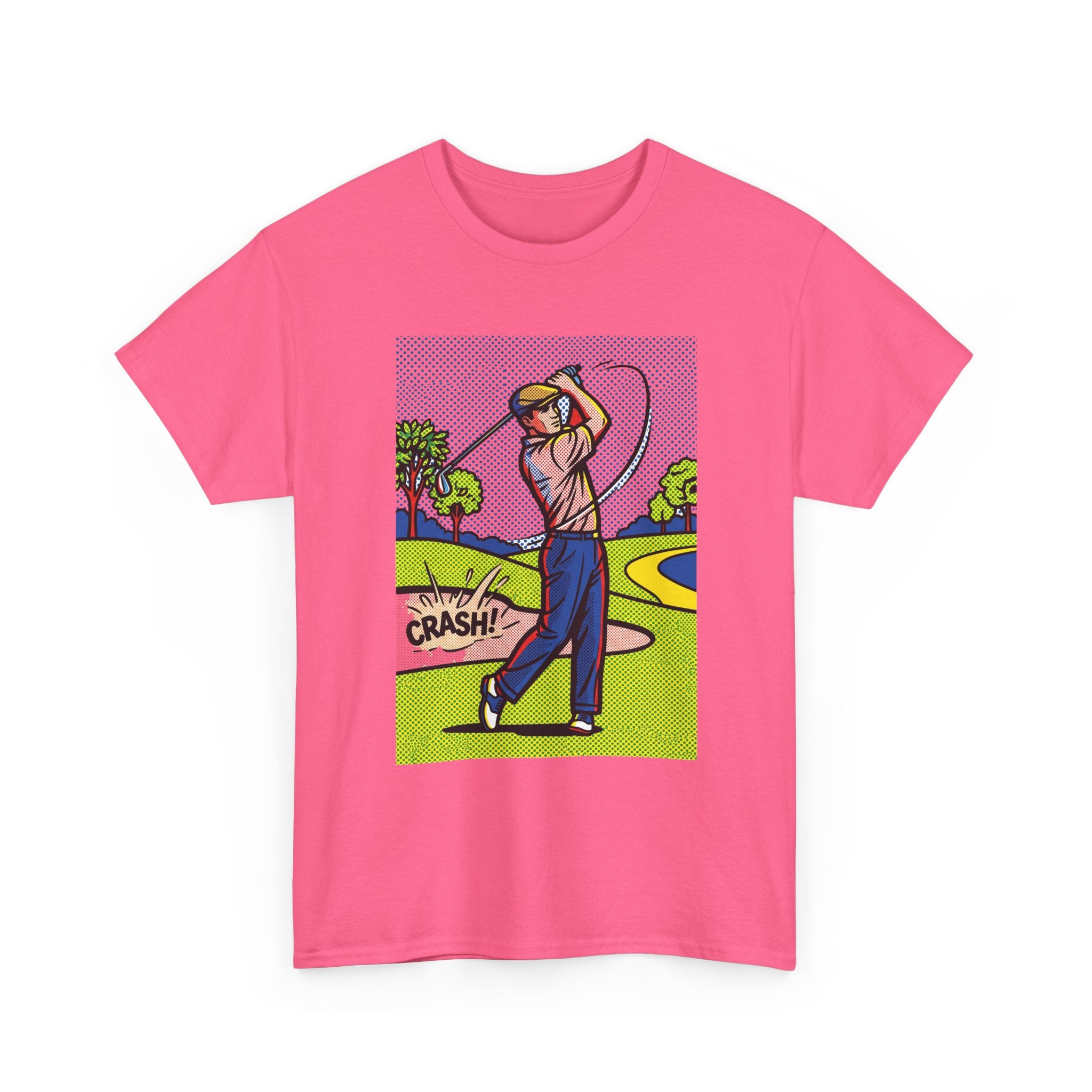 Golf Swing Pop Art T-Shirt — Vintage Comic 'Crash!' Graphic Tee