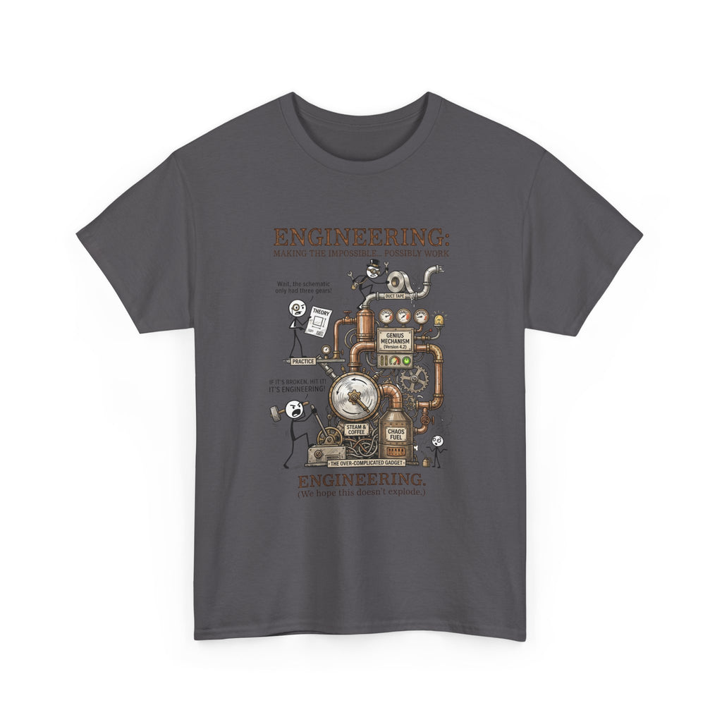 Engineering T‑Shirt – Coffee Diagram Tee (Funny "Engineering: Making the Impossible Work")