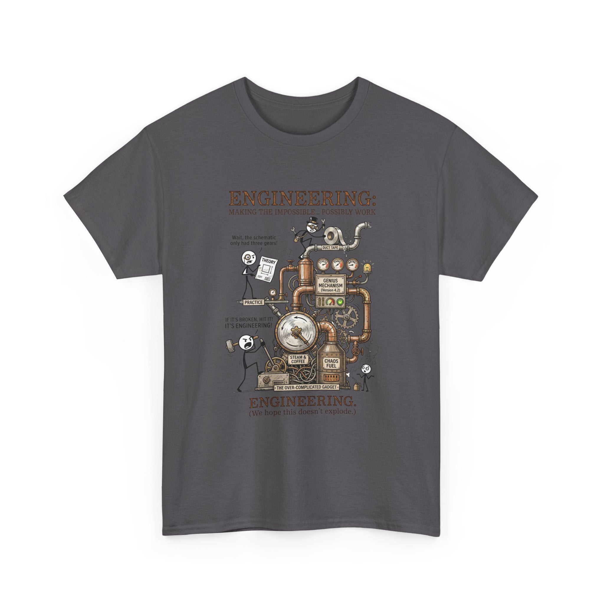 Engineering T‑Shirt – Coffee Diagram Tee (Funny "Engineering: Making the Impossible Work")