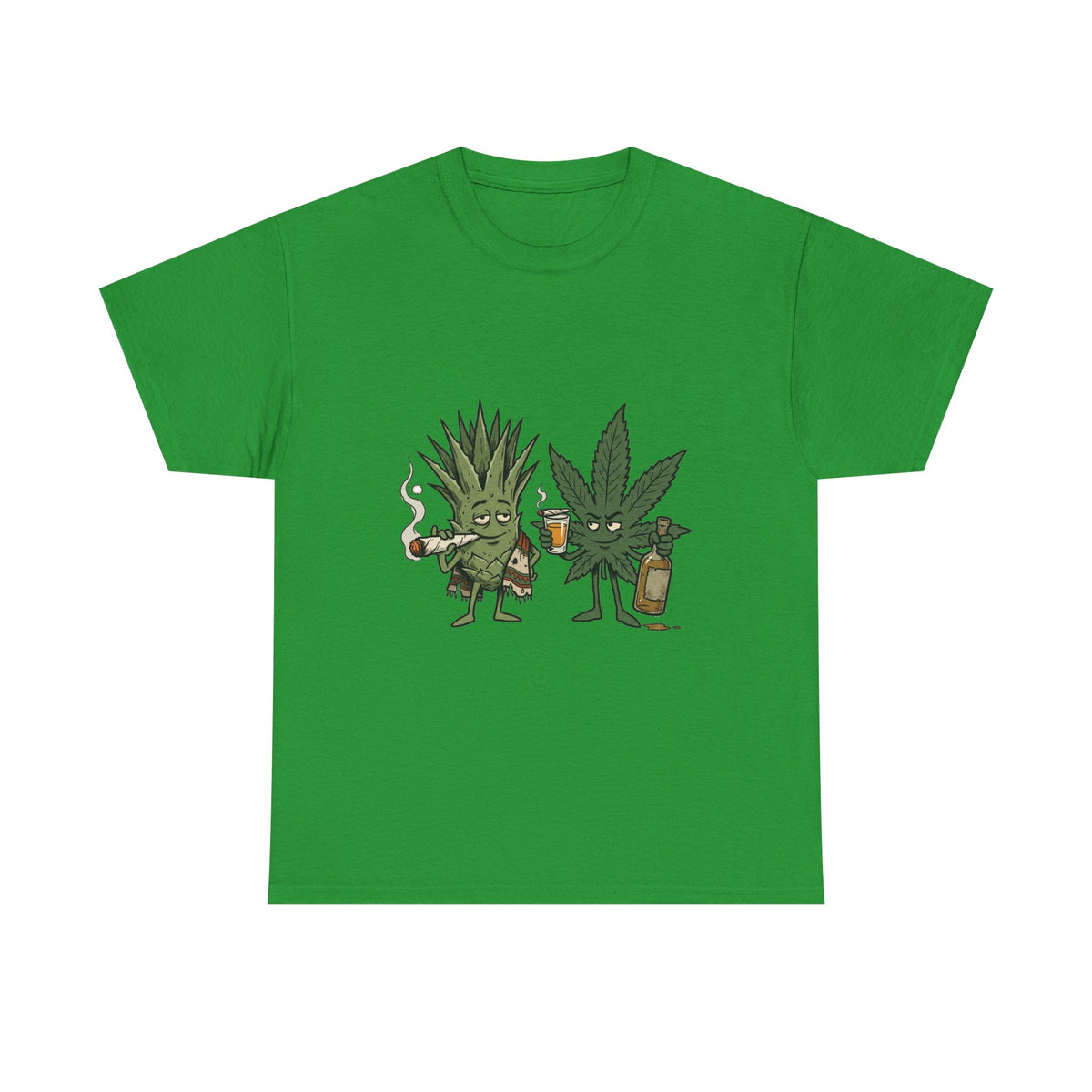 A Marijuana Leaf and Agave Friends T-Shirt – Funny Cannabis Leaf & Tequila Smoking Tee