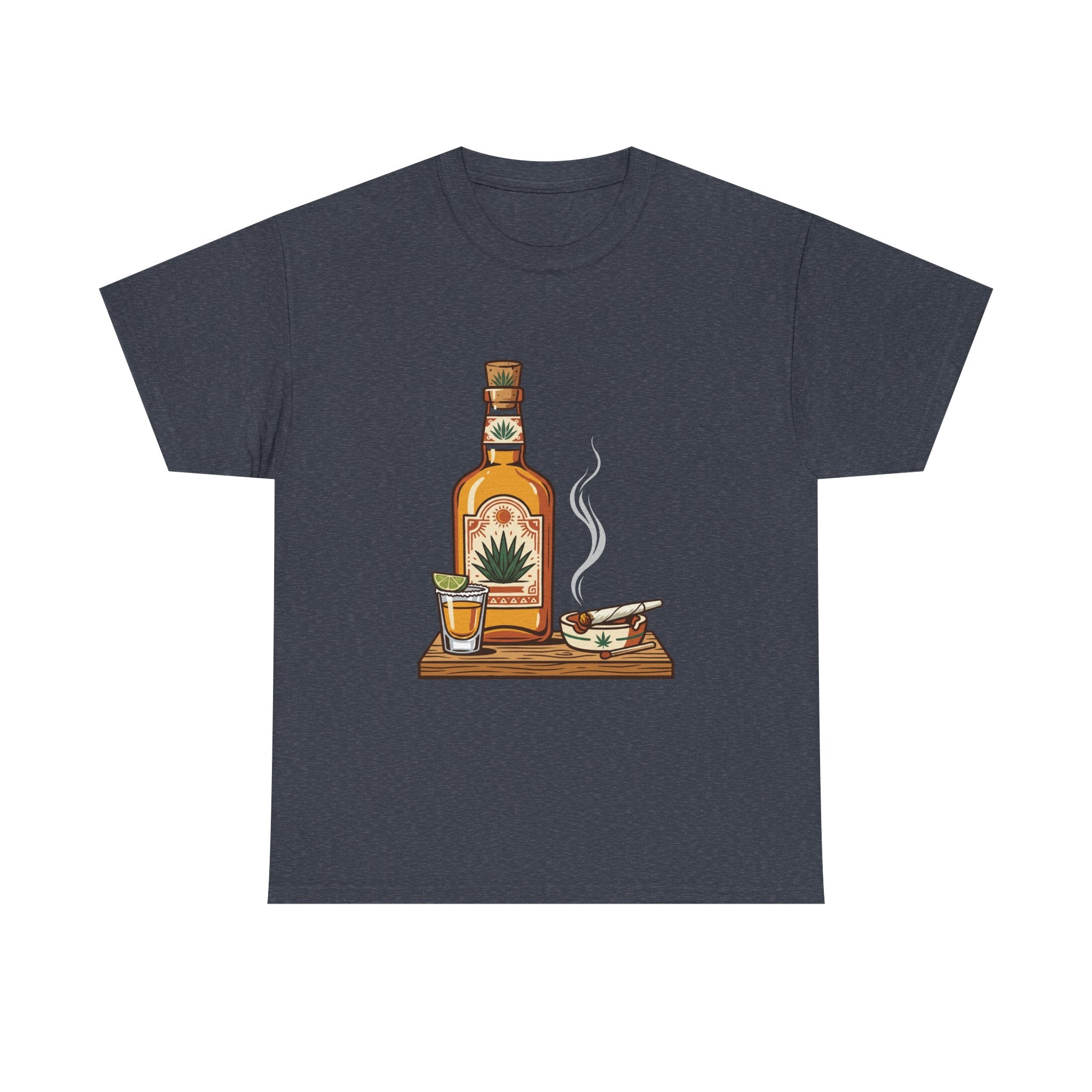 Tequila & A joint Tee — Bottle, Shot Glass & joint Graphic Shirt