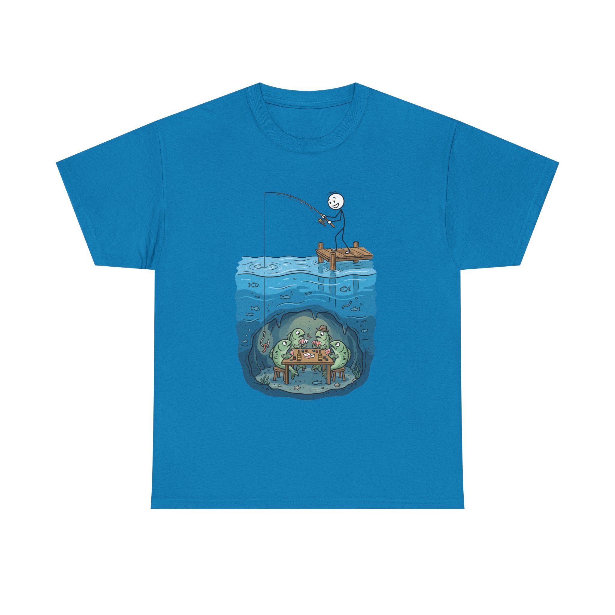 Fishing Tee — Underwater Surprise Cartoon T-Shirt (Fisherman & Sea Creatures)