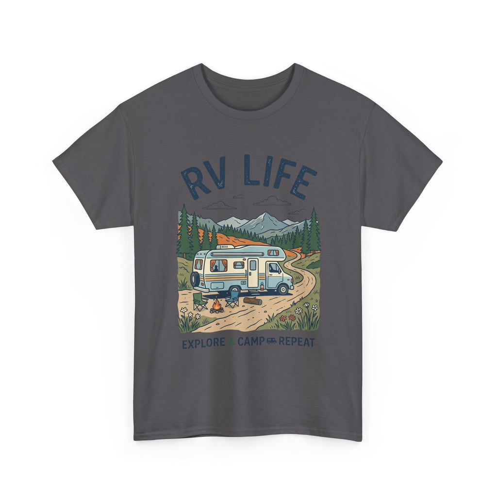 RV Life T-Shirt - Explore & Camp Repeat Vintage Camper Tee