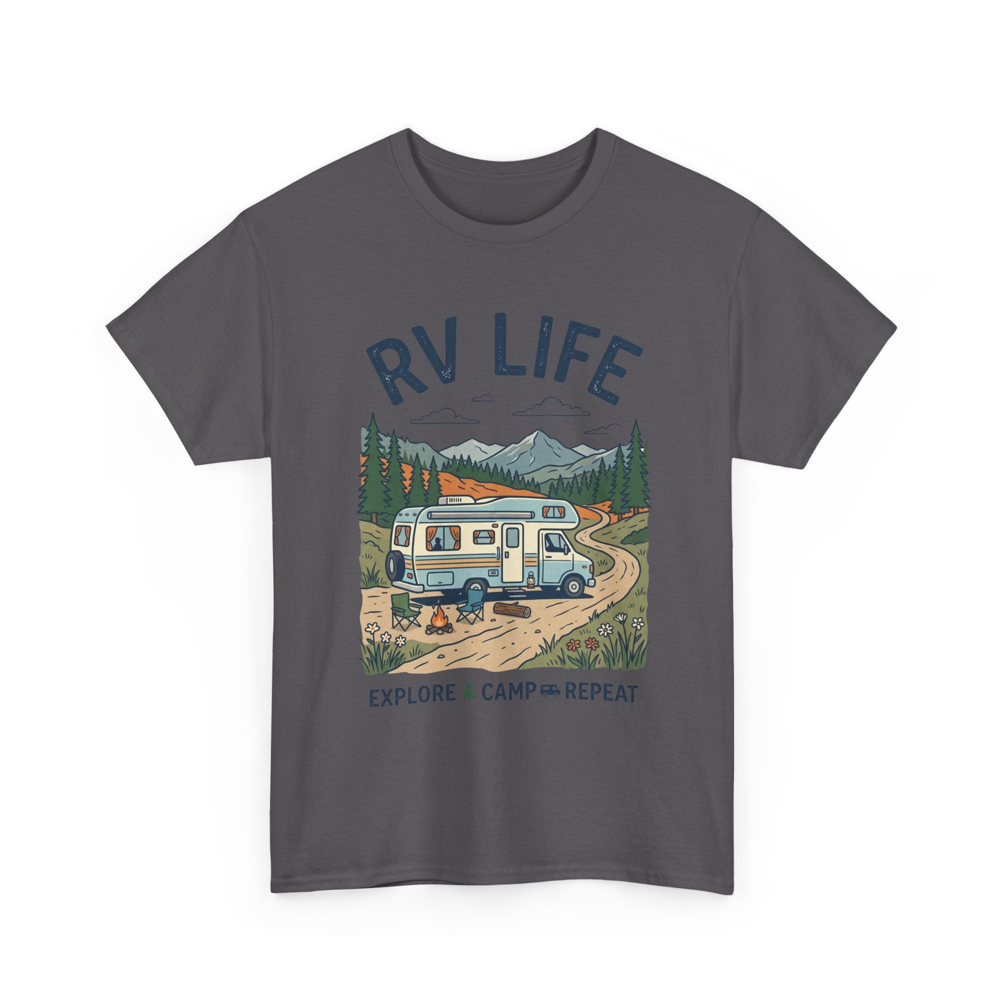RV Life T-Shirt - Explore & Camp Repeat Vintage Camper Tee