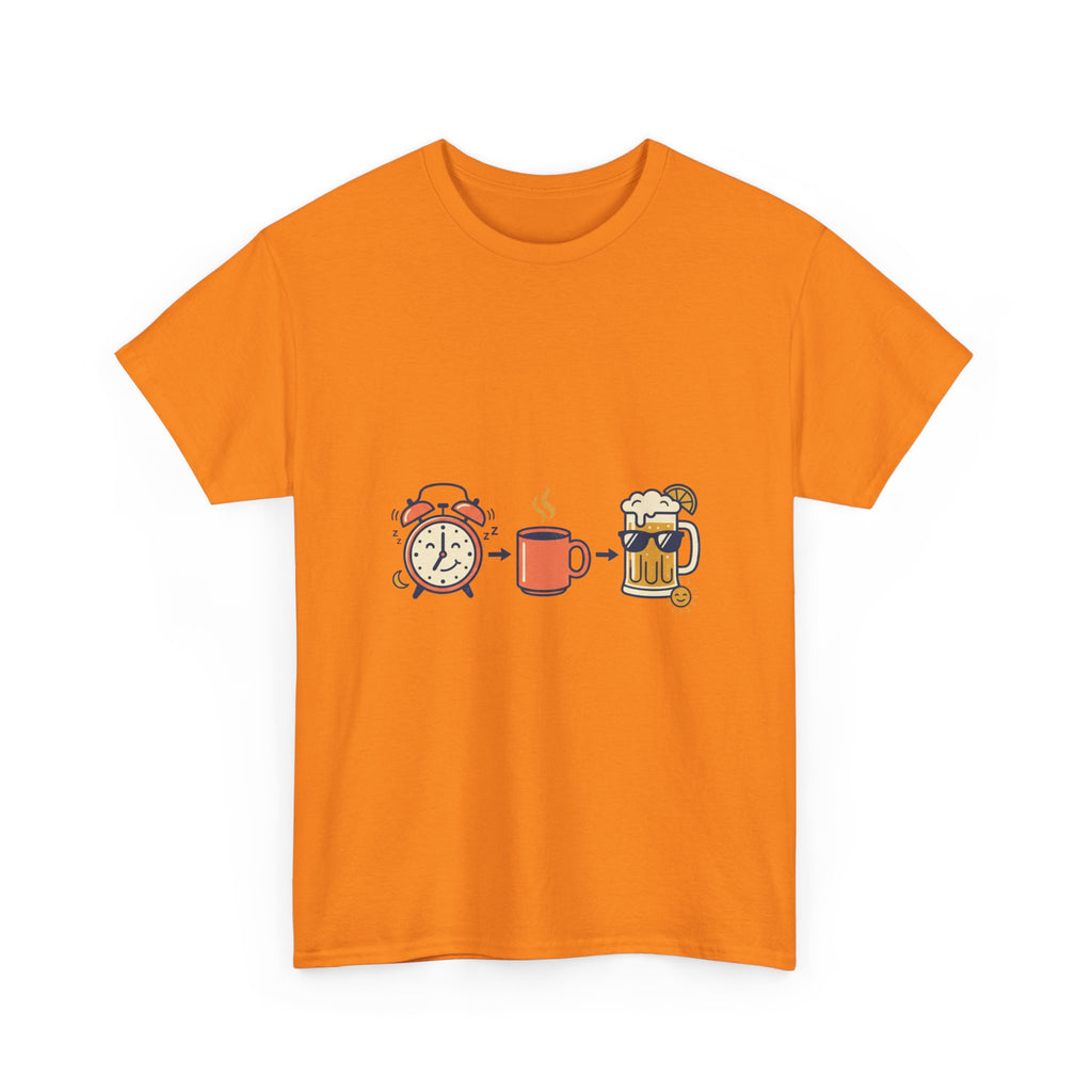 Day Drinking Tee — Alarm, Coffee & Beer Cute Icon Trio Graphic Shirt