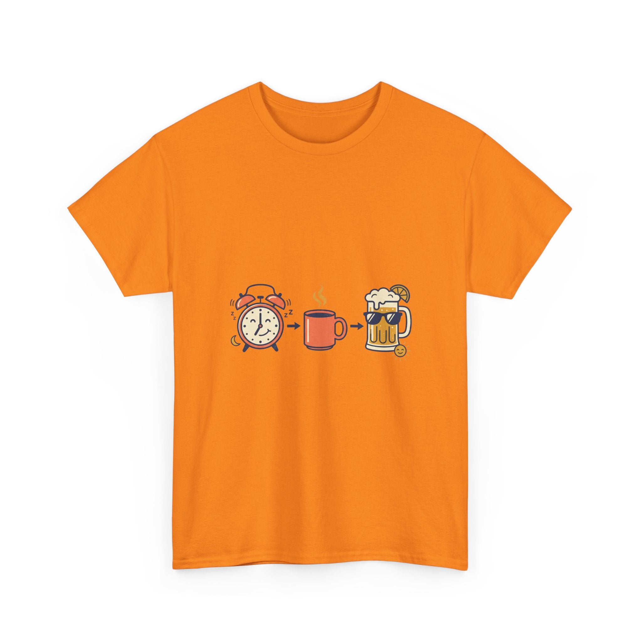 Day Drinking Tee — Alarm, Coffee & Beer Cute Icon Trio Graphic Shirt