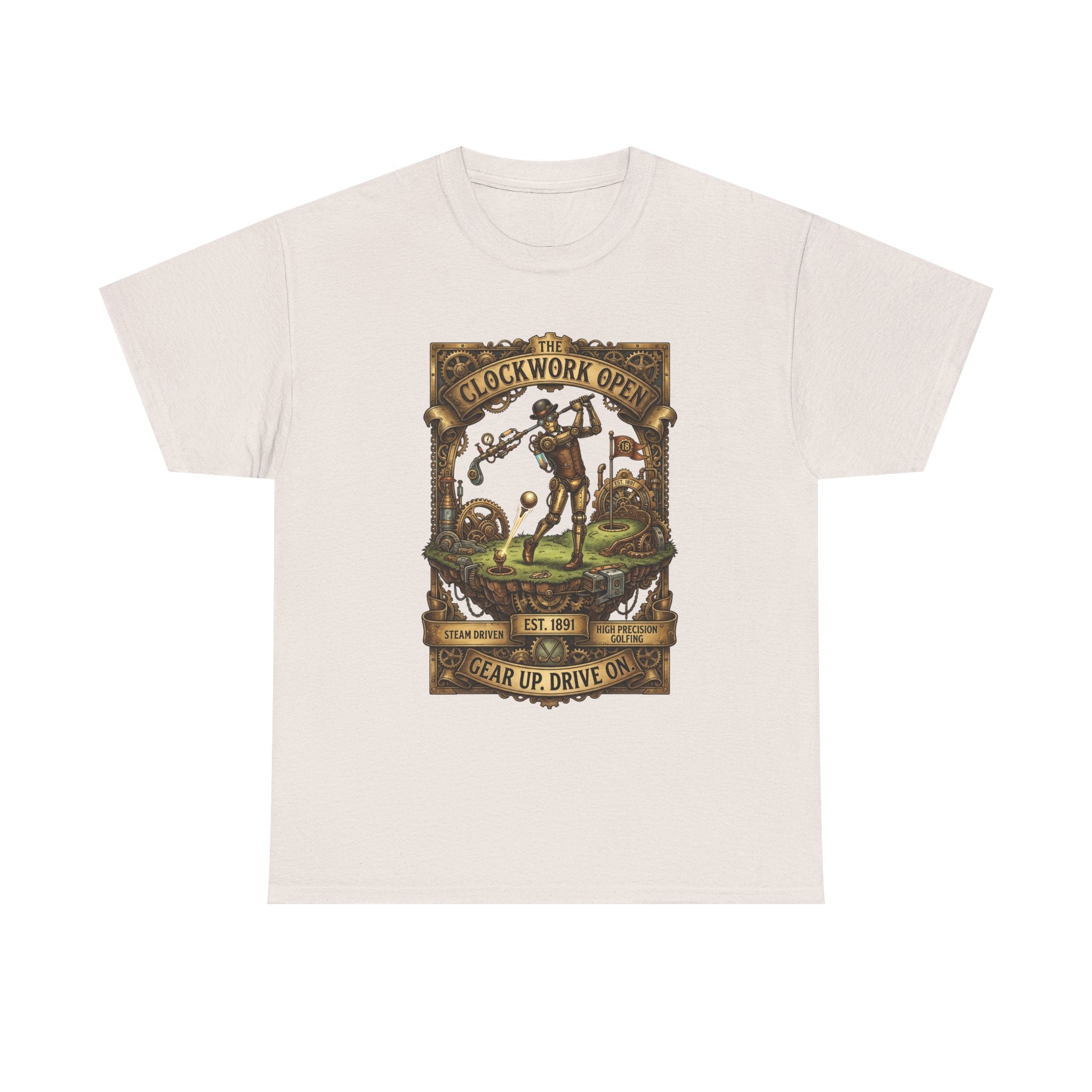 Steampunk Golf Tee — Vintage Mechanical Tin Man Graphic T-Shirt