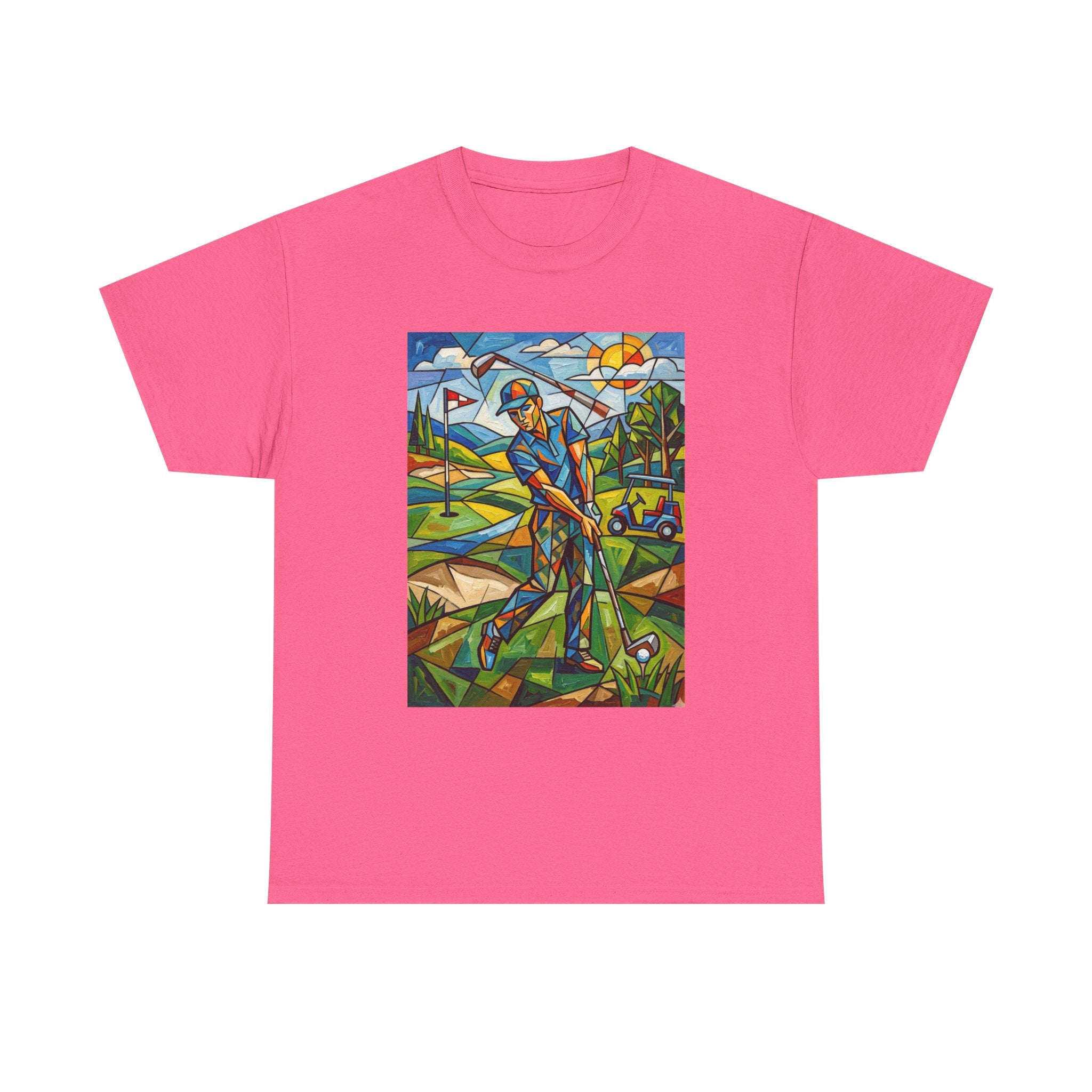 Golf Stained Glass Art Tee — Colorful Golfer Graphic T-Shirt