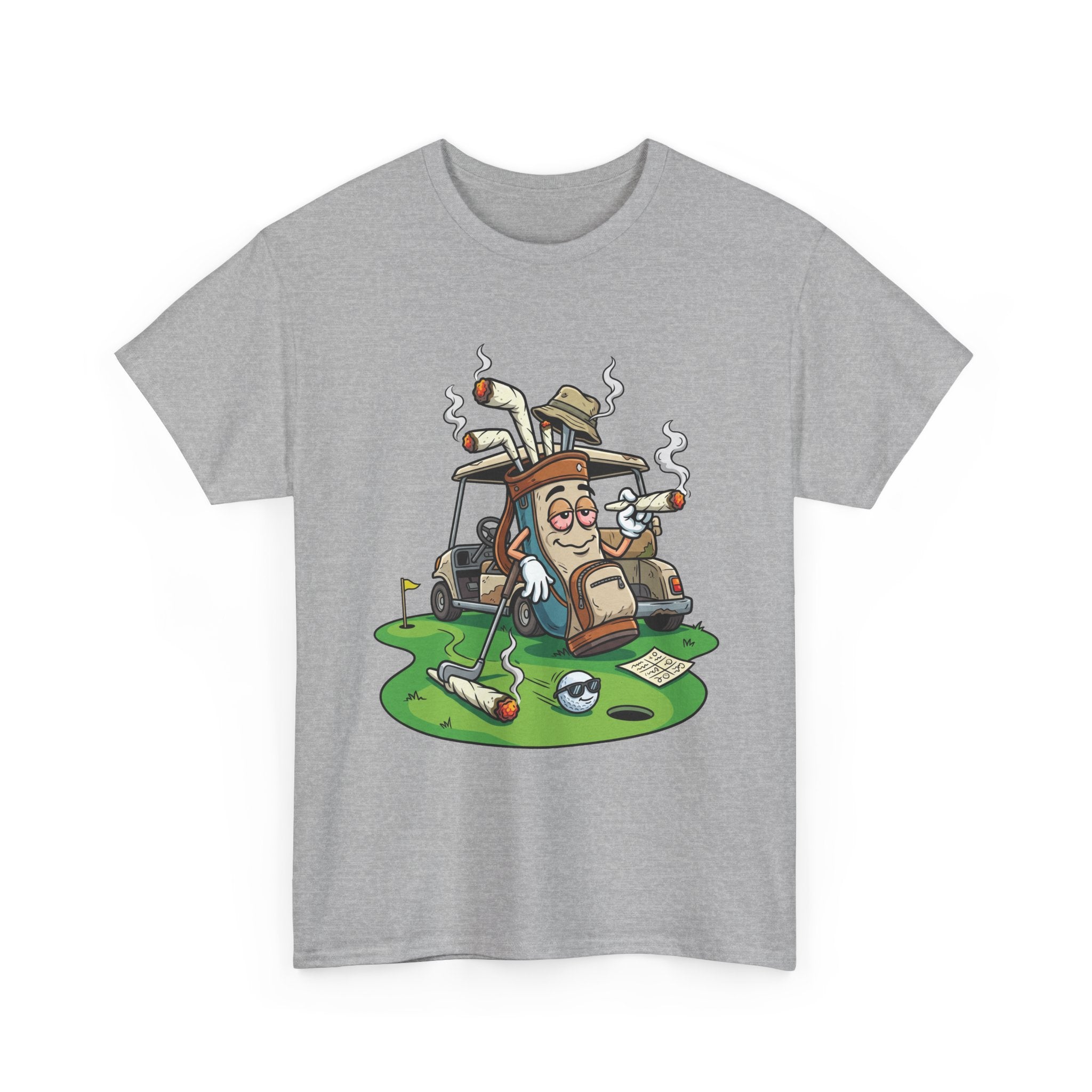 Golf weed Lounge T‑Shirt — Relaxed Golfer Cartoon Tee