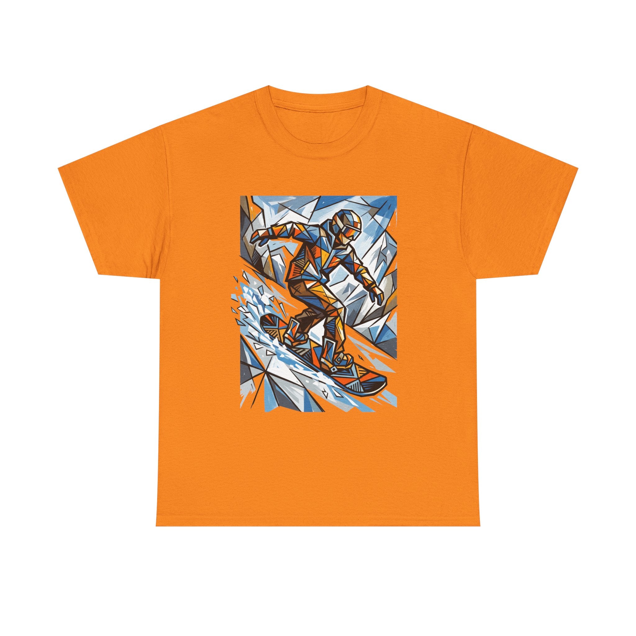 Snowboarder Geometric Art T-Shirt — Abstract Winter Sports Graphic Tee