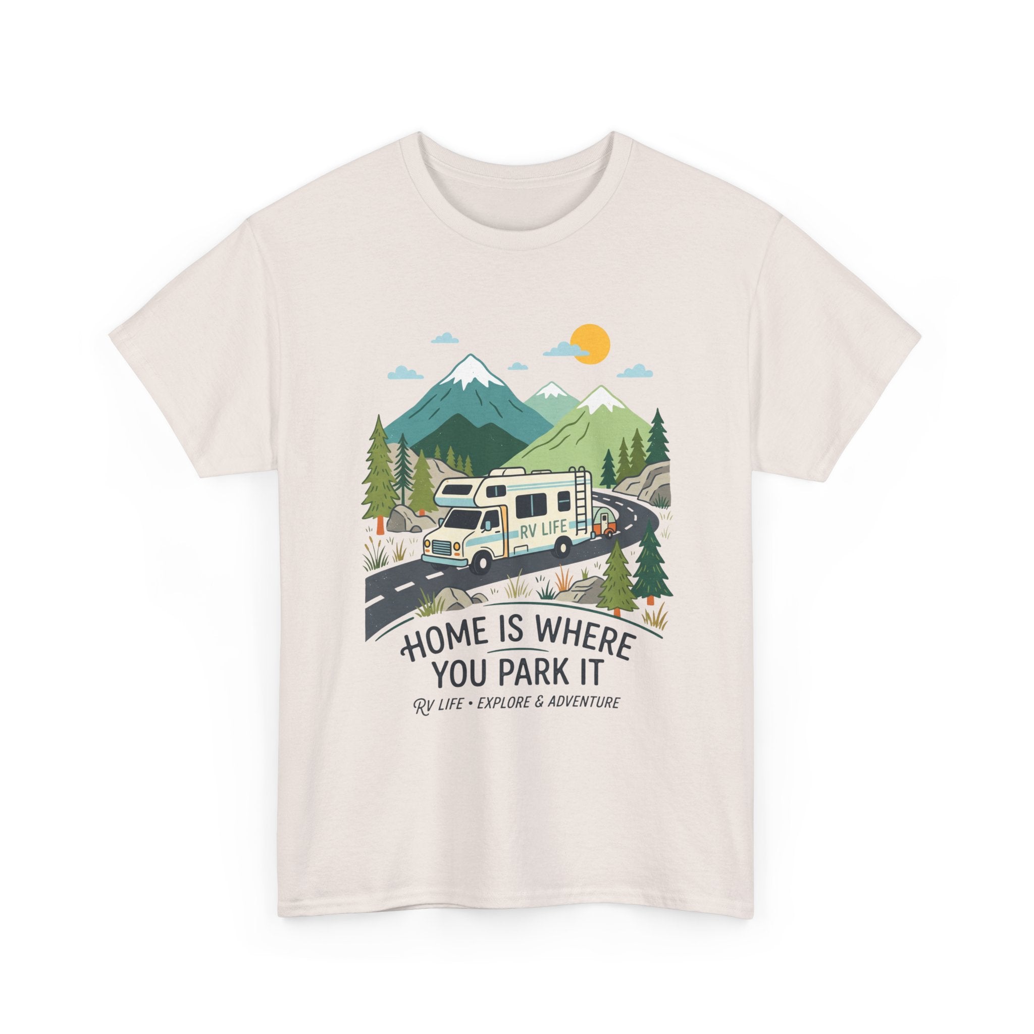 RV Camping T‑Shirt — "Home Is Where You Park It" Mountain Camper Tee