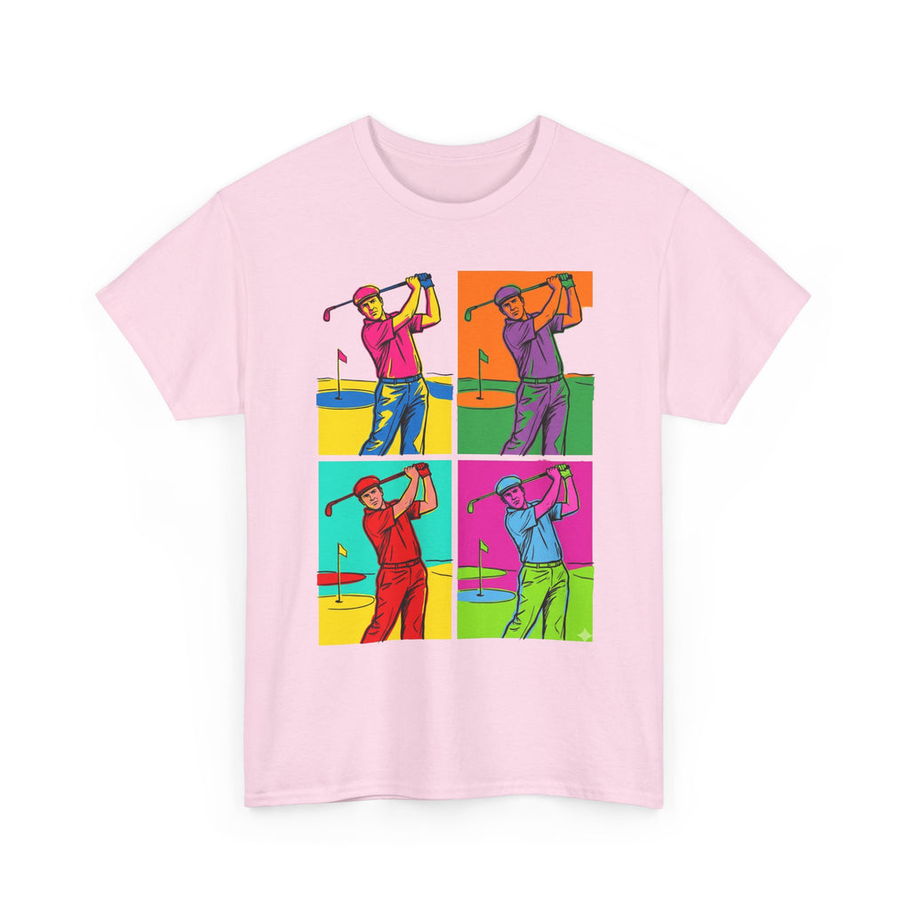 Golf Pop Art T-Shirt — Colorful Golfer Swing Graphic Tee