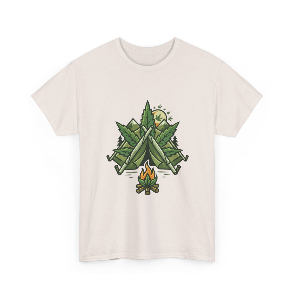 Camping Tent & Campfire T-Shirt — Outdoor Adventure Nature Tee