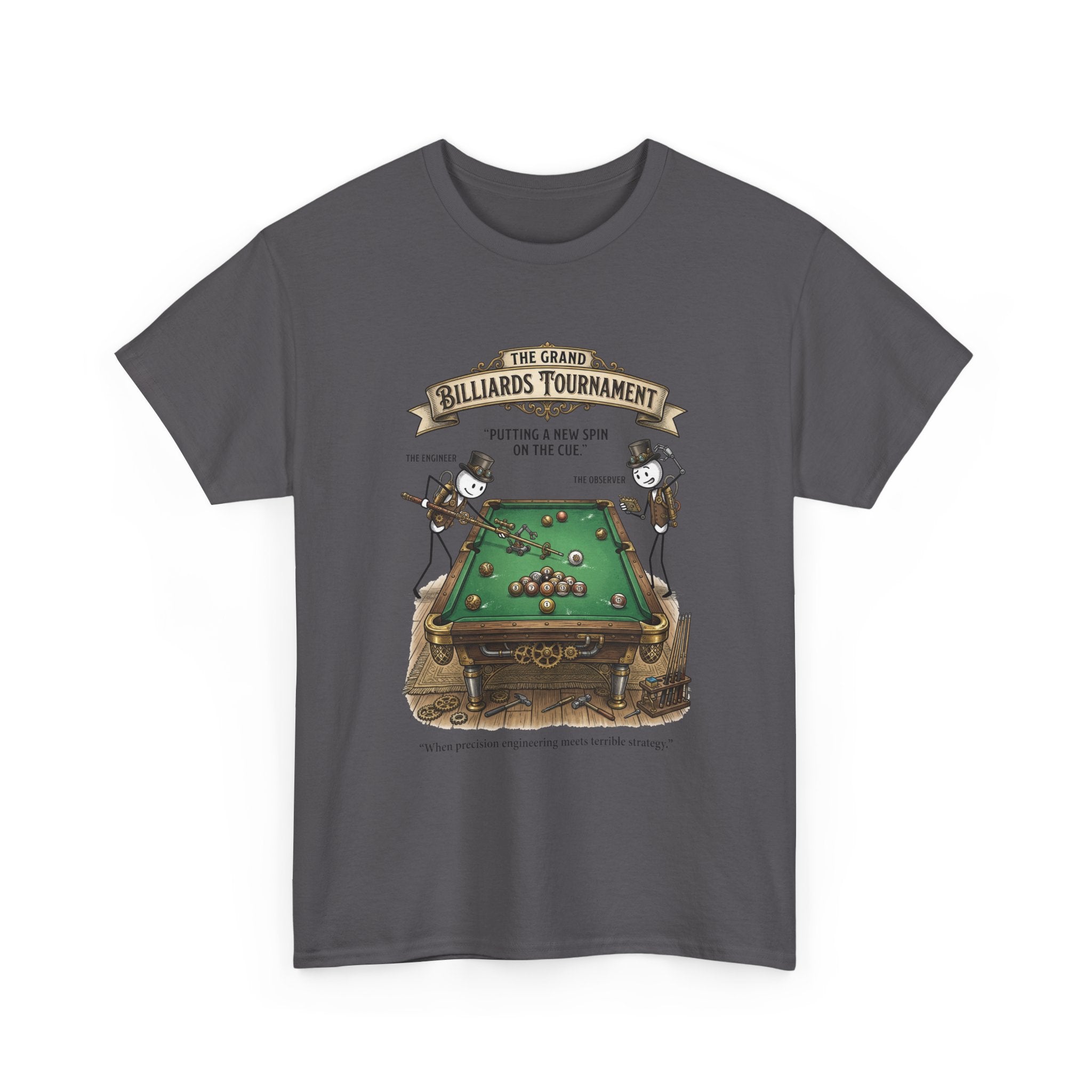 Billiards Tournament T-Shirt — Vintage Pool Table Graphic Tee