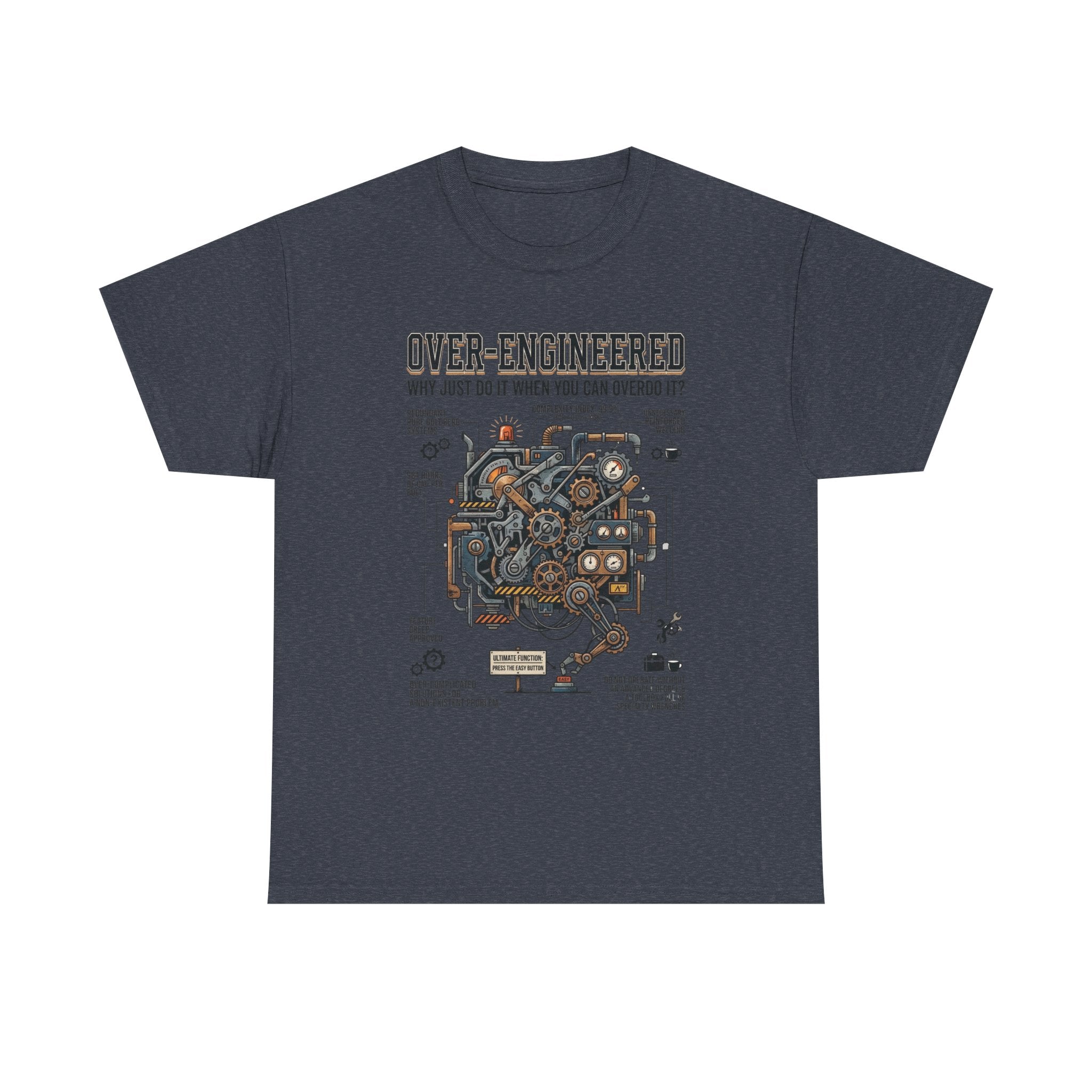 Over-Engineered Tee – Funny Engineer T-Shirt with Mechanical Brain Diagram