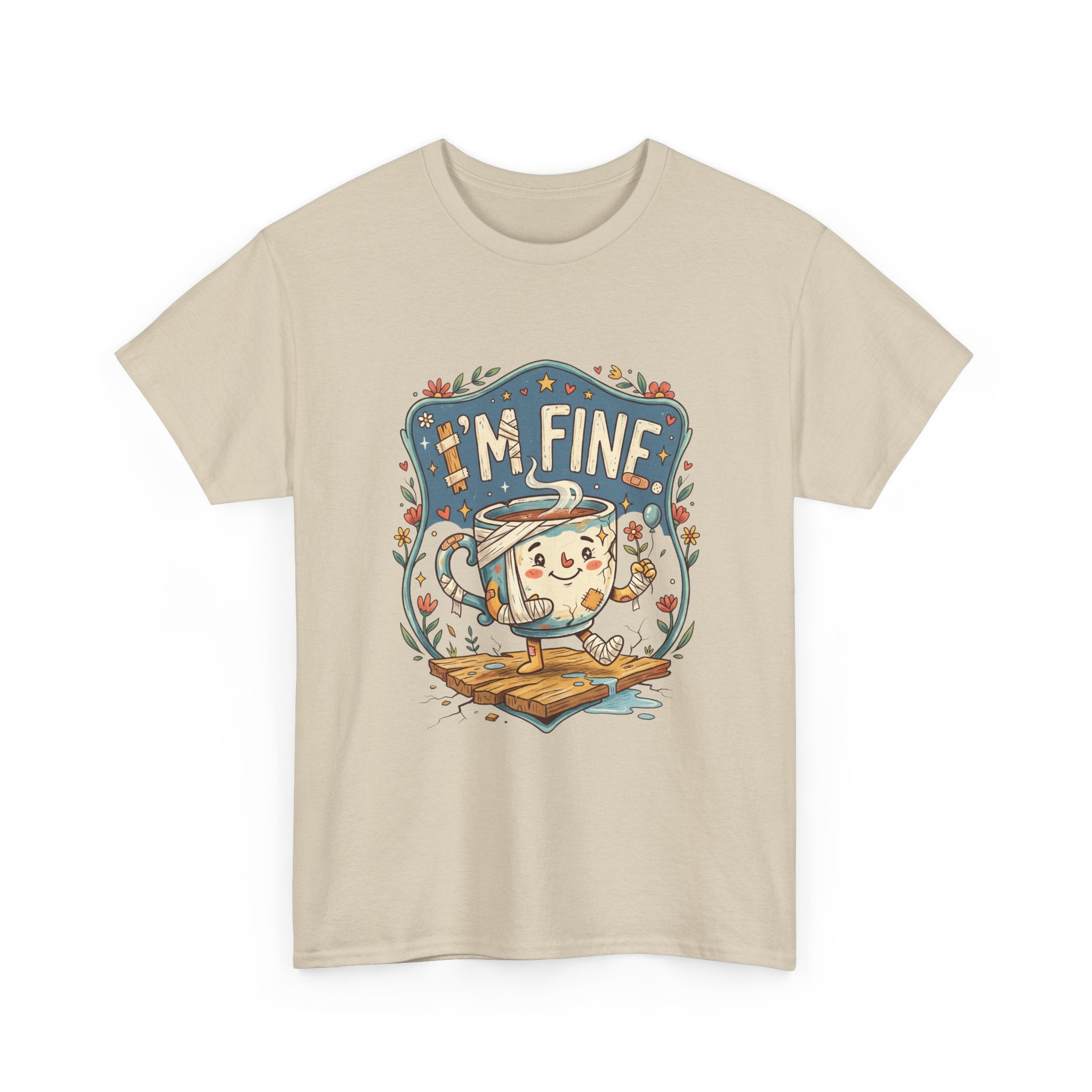 T-Shirt - 'I'm Fine' Cute Kettle Graphic Tee, Cozy Tea Lover Gift