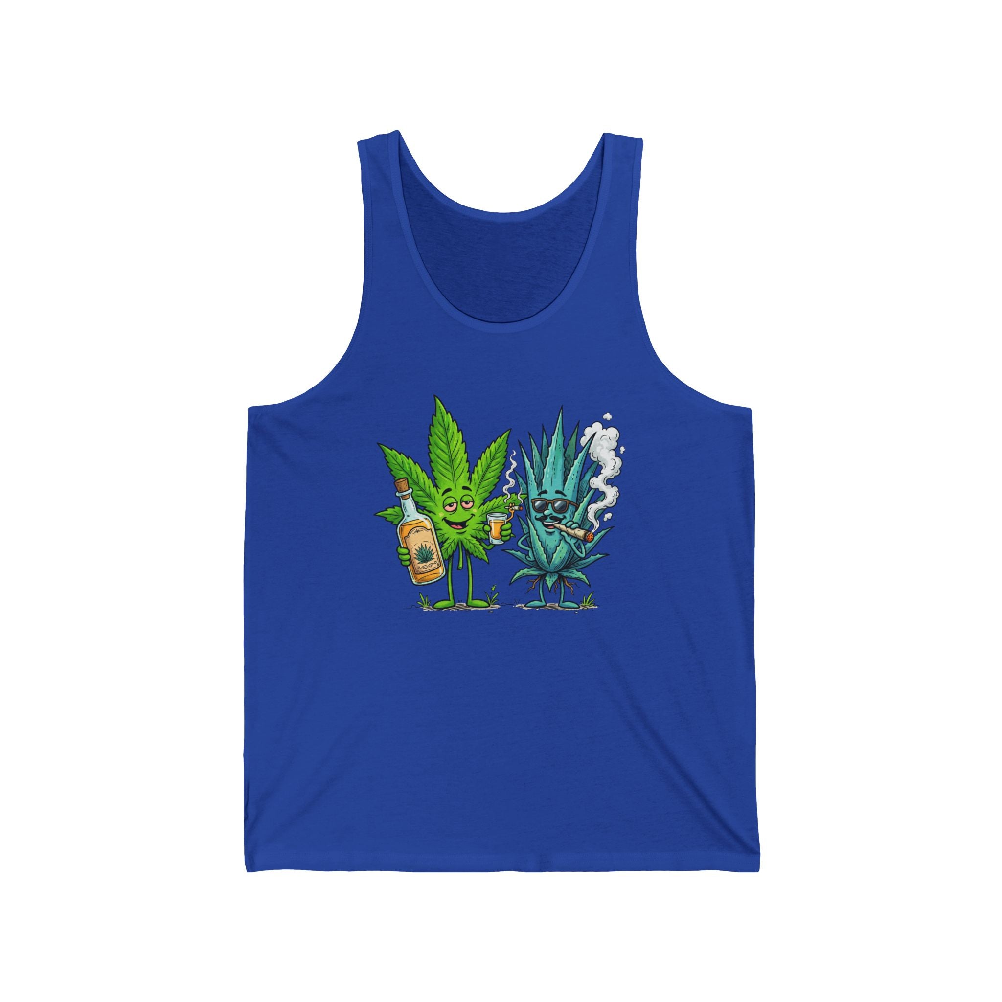 Tequila & Cannabis Buds Tank Top — Funny Marijuana/Agave Leaf & Joint Graphic Sleeveless Shirt