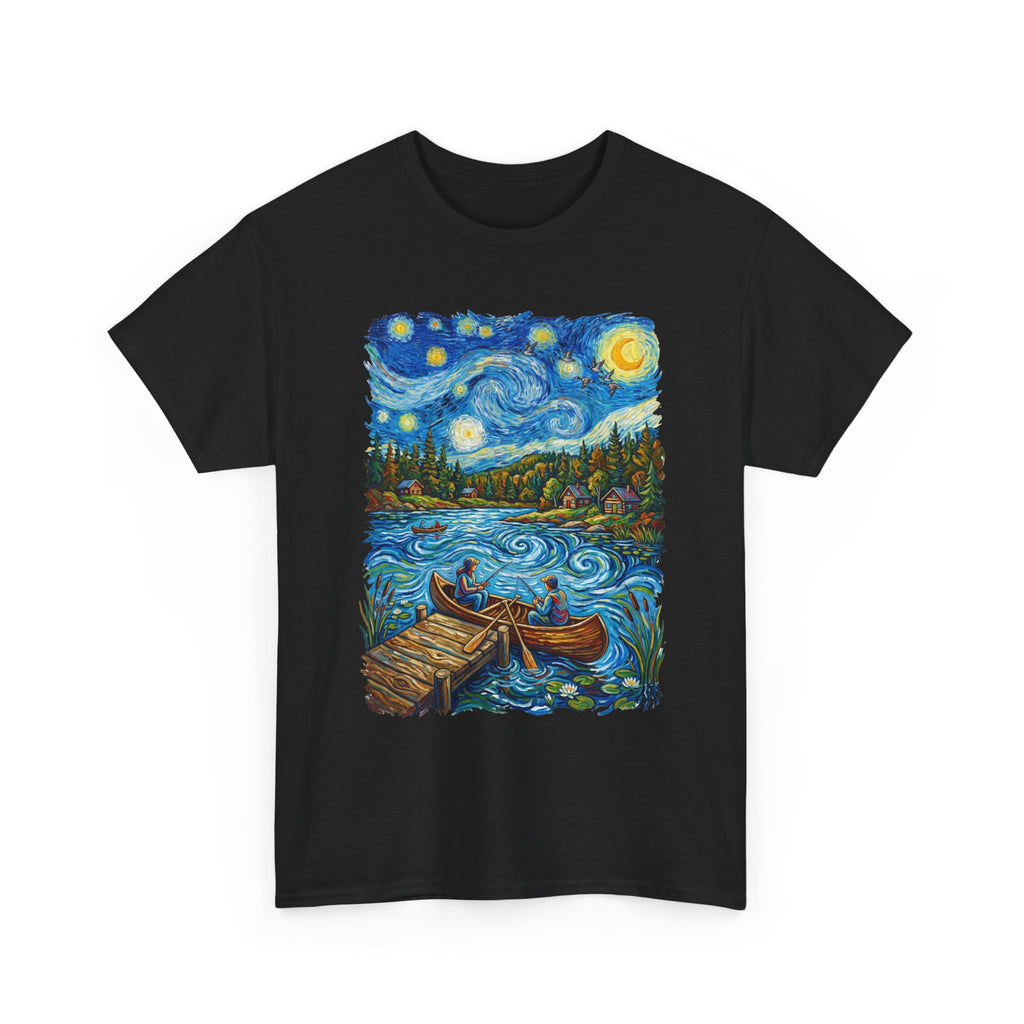 Starry Night Lake T-Shirt — Canoe Dock Scenic Tee