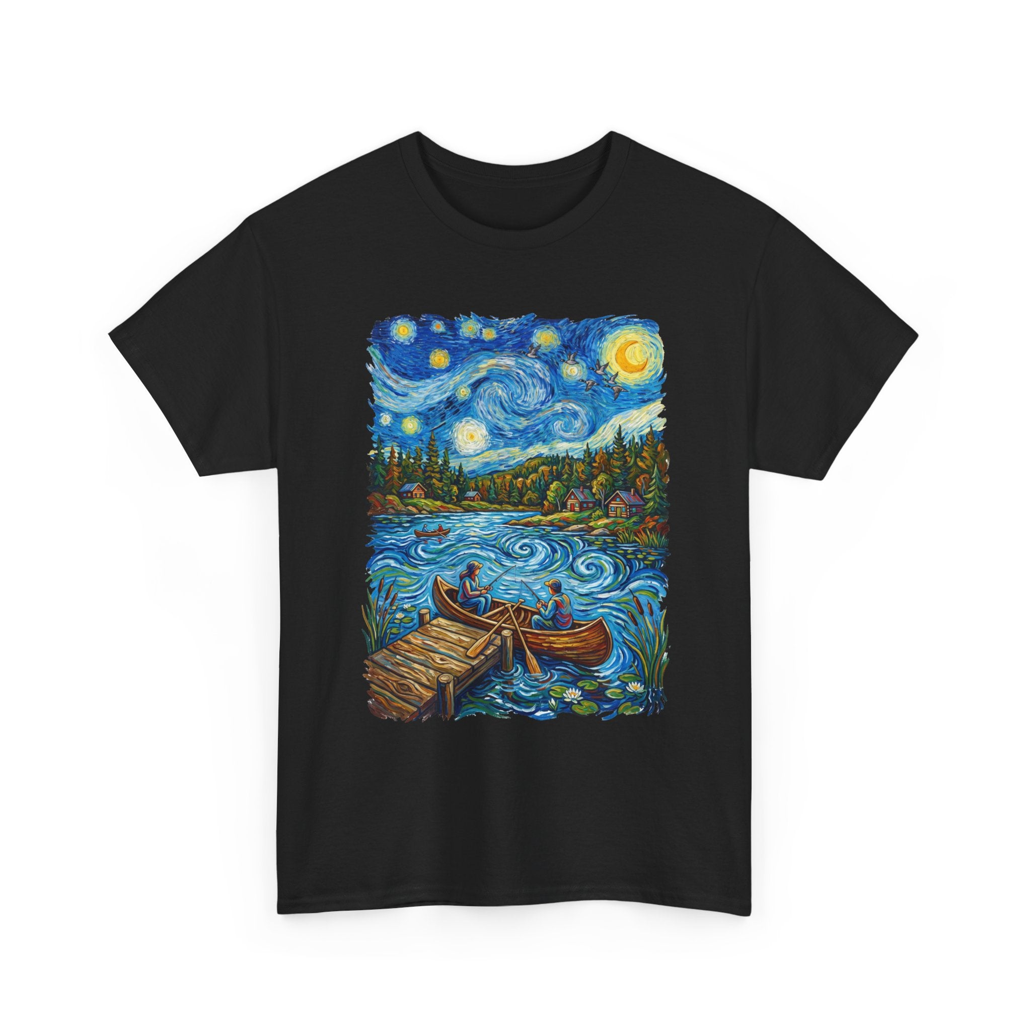 Starry Night Lake T-Shirt — Canoe Dock Scenic Tee