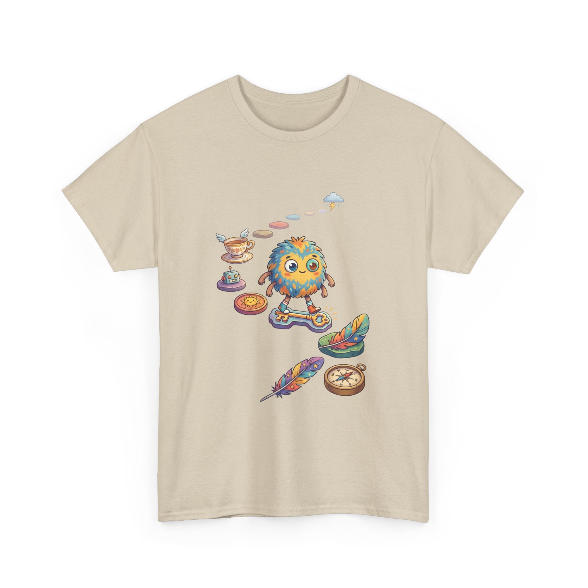 T-Shirt — Whimsical Cosmic Creature with Ritual Objects Graphic Tee