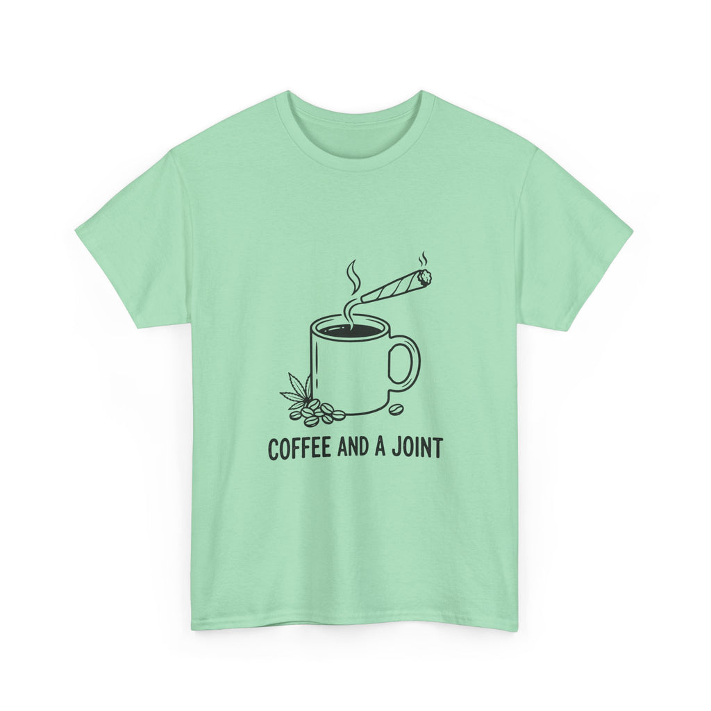 Coffee and a Joint Tee — Cannabis Coffee Minimalist T‑Shirt
