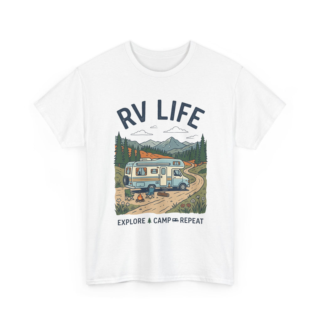 RV Life T-Shirt - Explore & Camp Repeat Vintage Camper Tee